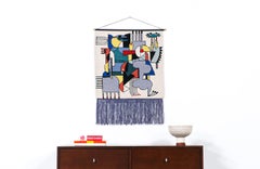 Mid-Century Modernist Picasso Cubist Style Wall Hanging Tapestry Art