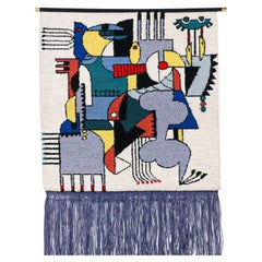 Mid-Century Modernist Picasso Cubist Style Wall Hanging Tapestry Art