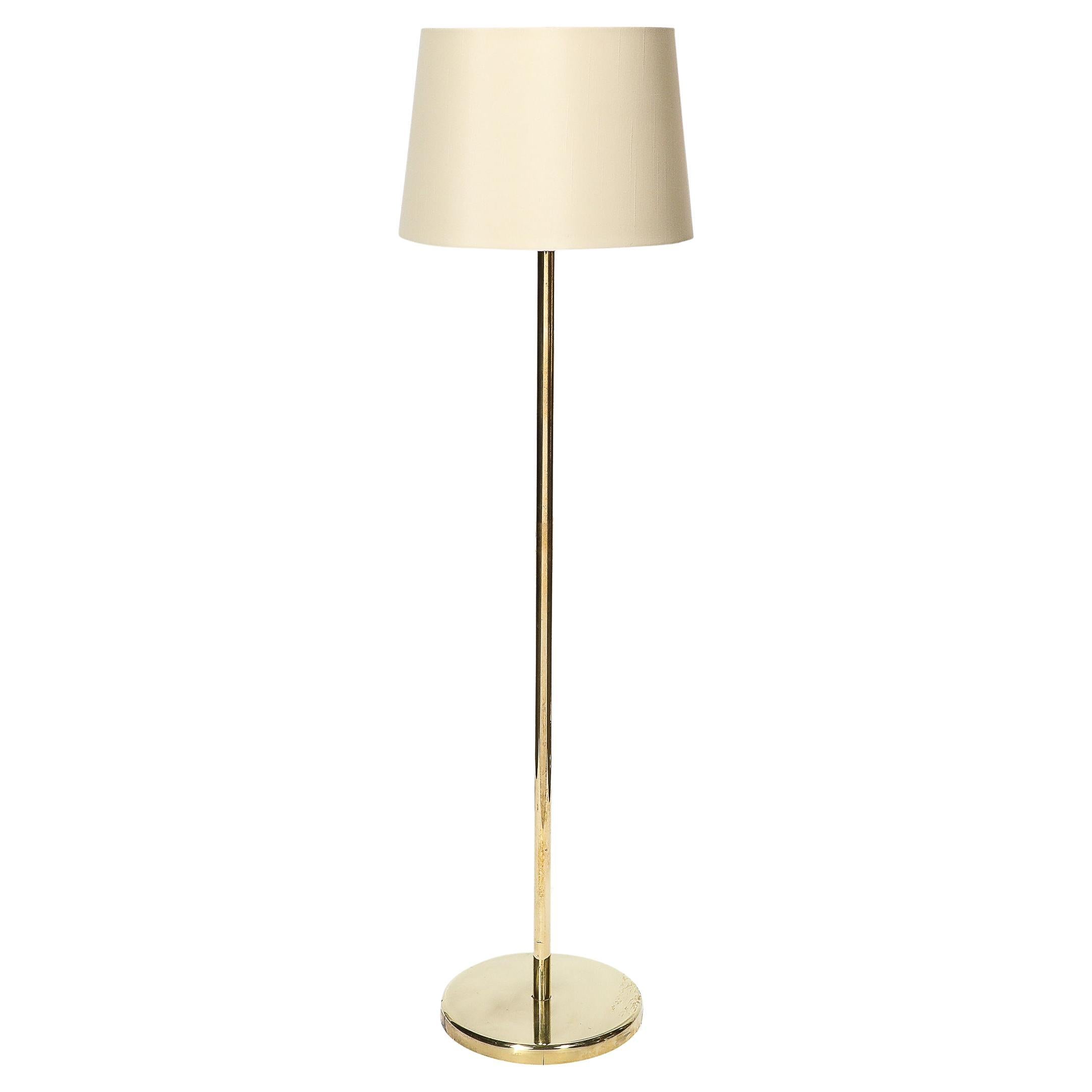 Mid-Century Modernist Polished Brass Floor Lamp by Walter Von Nessen