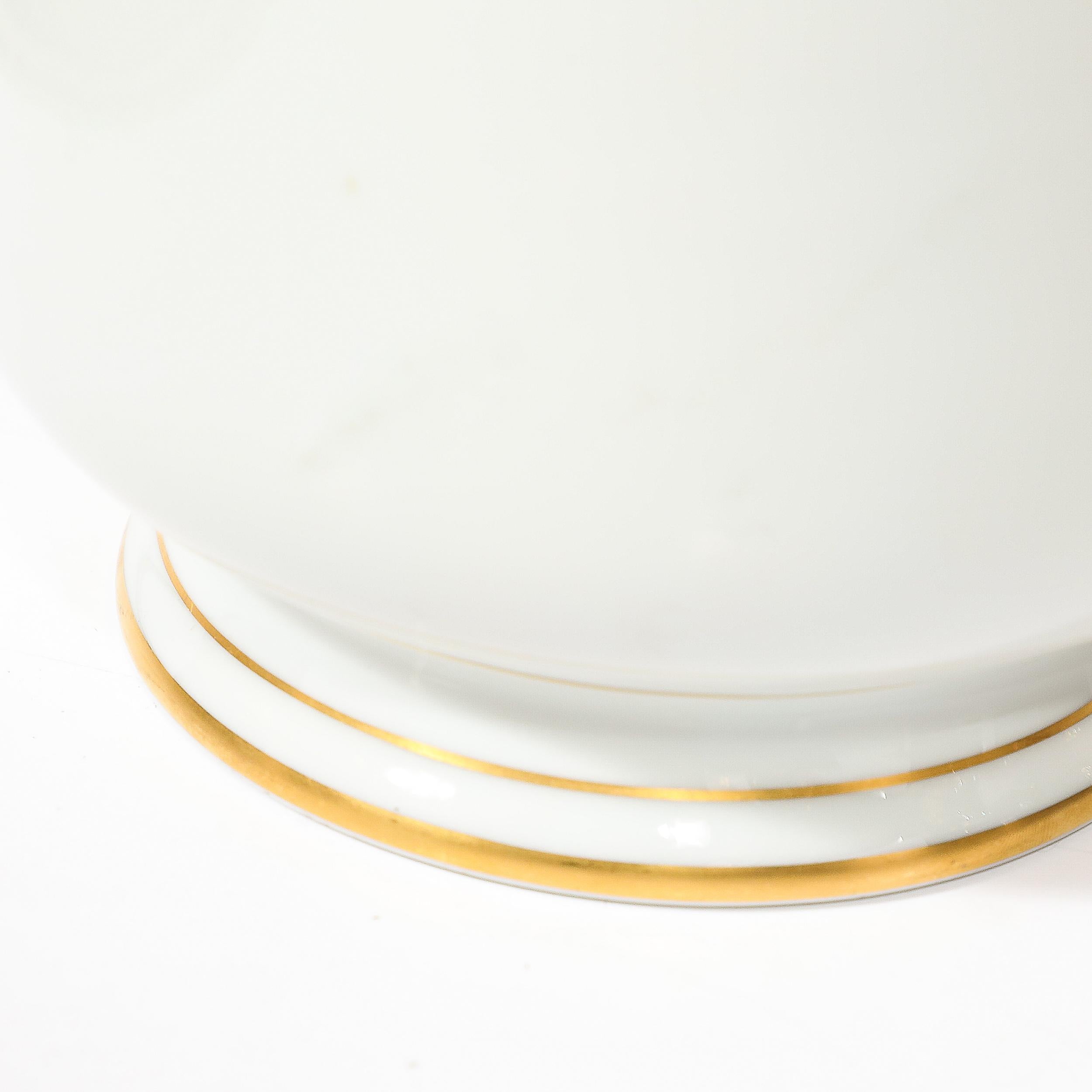 Mid-Century Modernist Porcelain Cachepot with Gilt Detailing by Limoges 1