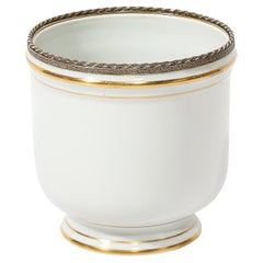Mid-Century Modernist Porcelain Cachepot with Gilt Detailing by Limoges