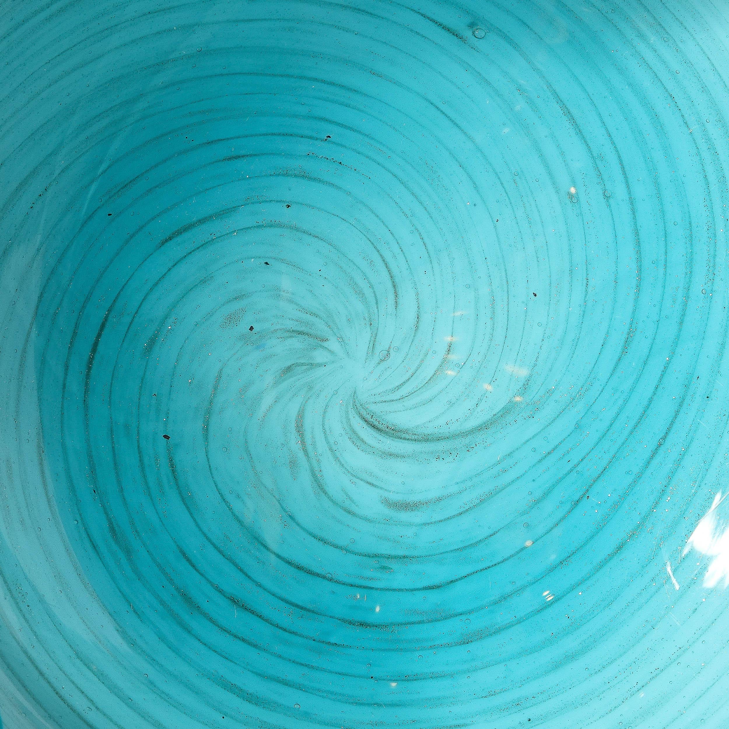 Italian Mid-Century Modernist Powder Blue & White Handblown Murano Glass Dish