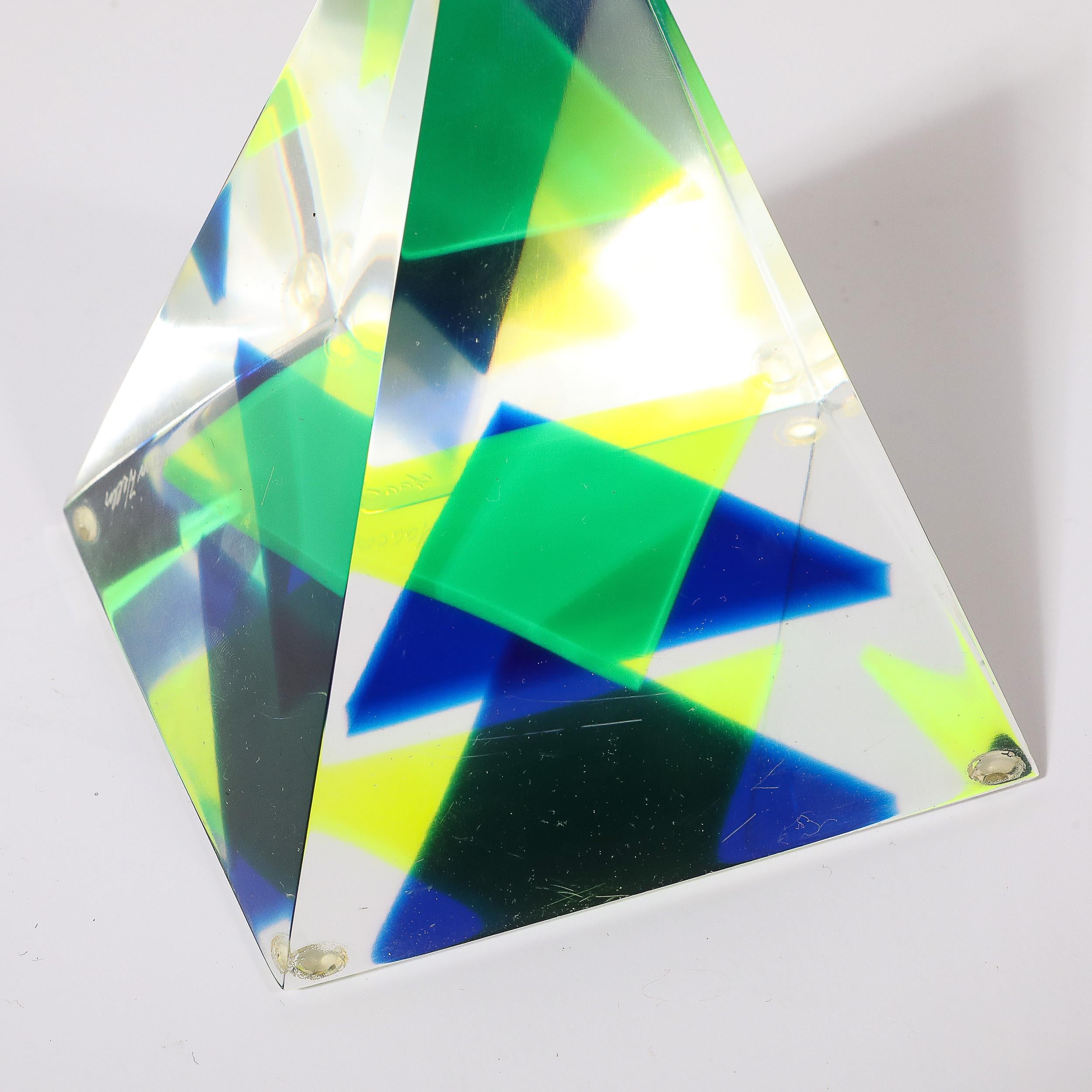 Mid-Century Modernist Pyramidal Lucite Sculpture signed Yaccov Heller For Sale 9