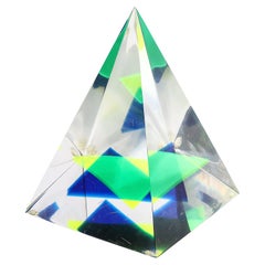 Vintage Mid-Century Modernist Pyramidal Lucite Sculpture signed Yaccov Heller