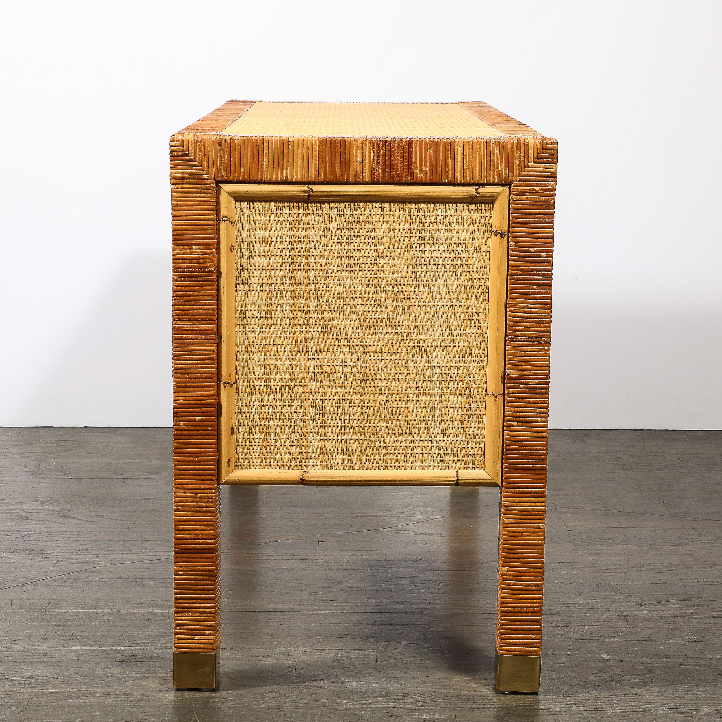 Mid-Century Modernist Rattan & Bamboo Wrapped Desk signed Bielecky Brothers For Sale 8