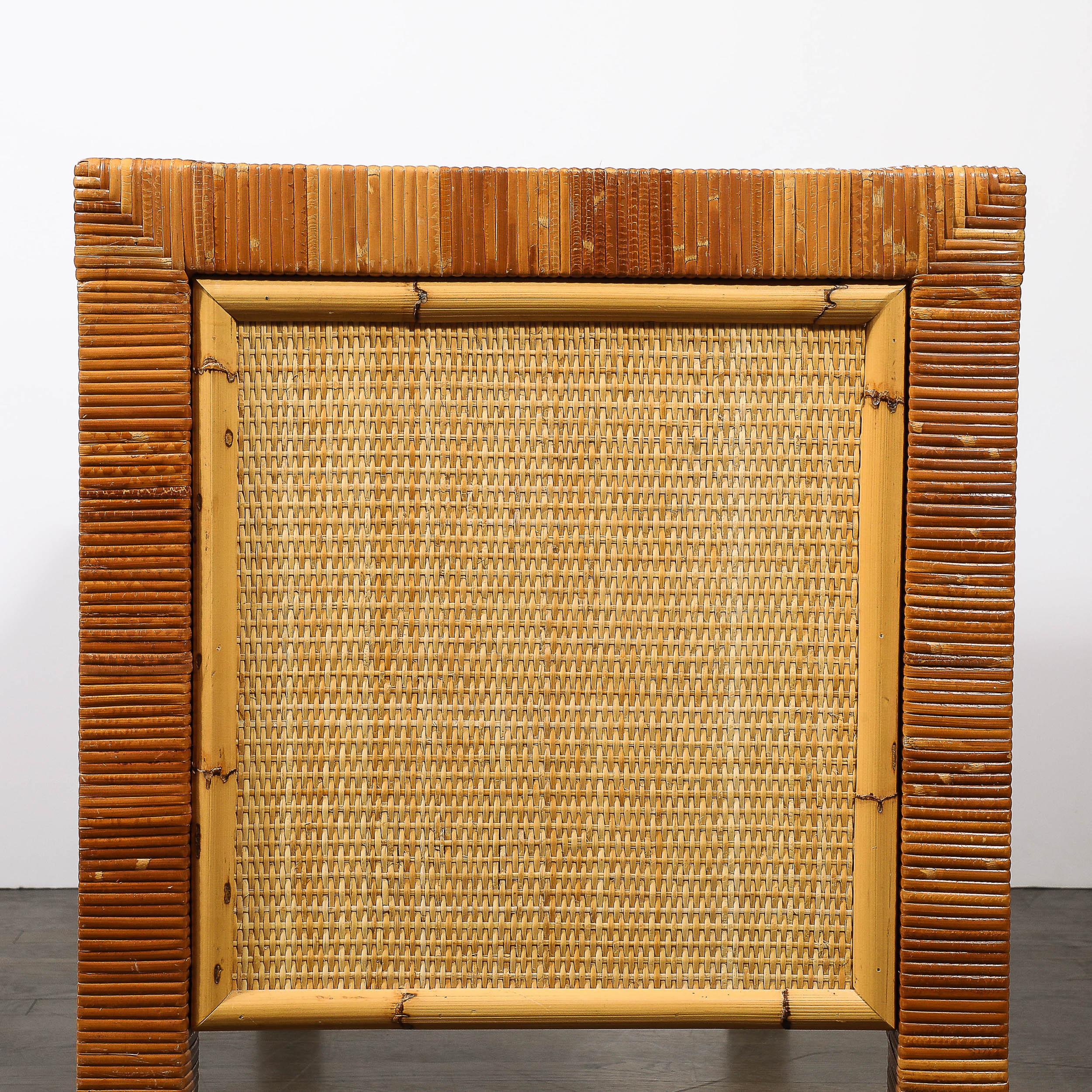 Mid-Century Modernist Rattan & Bamboo Wrapped Desk signed Bielecky Brothers For Sale 9