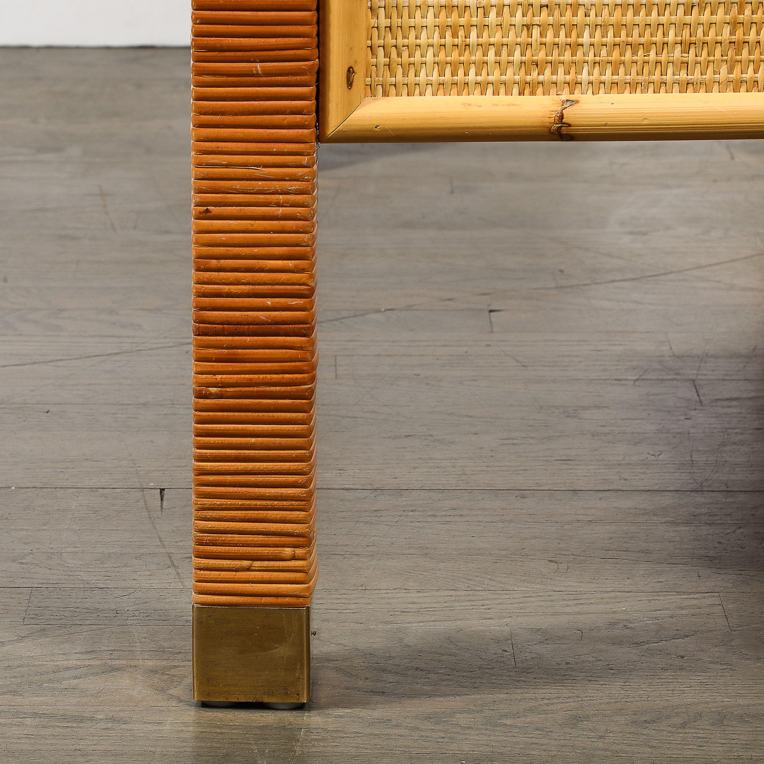 Mid-Century Modernist Rattan & Bamboo Wrapped Desk signed Bielecky Brothers For Sale 10