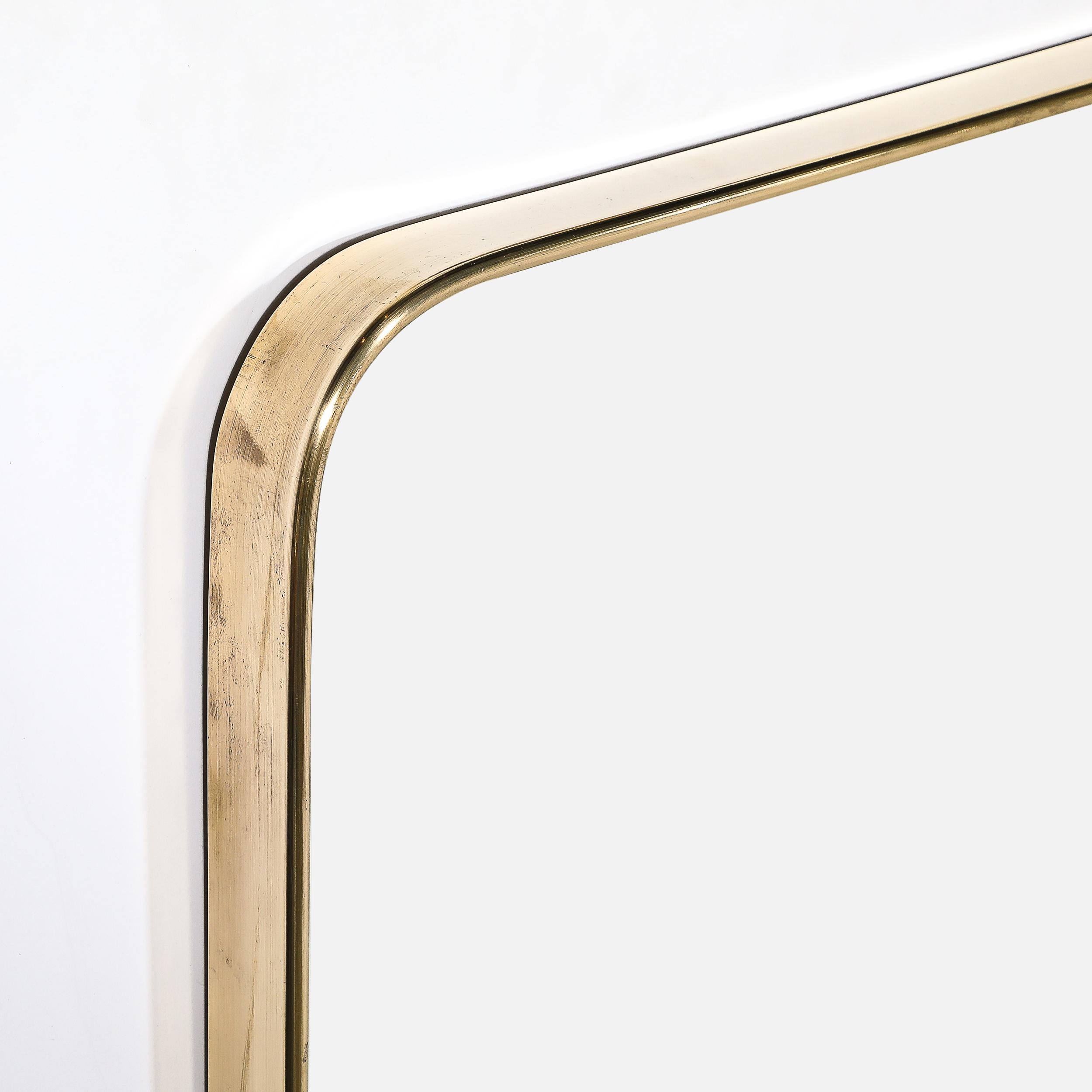 Mid-Century Modernist Rectangular Brass Wrapped Mirror In Excellent Condition For Sale In New York, NY