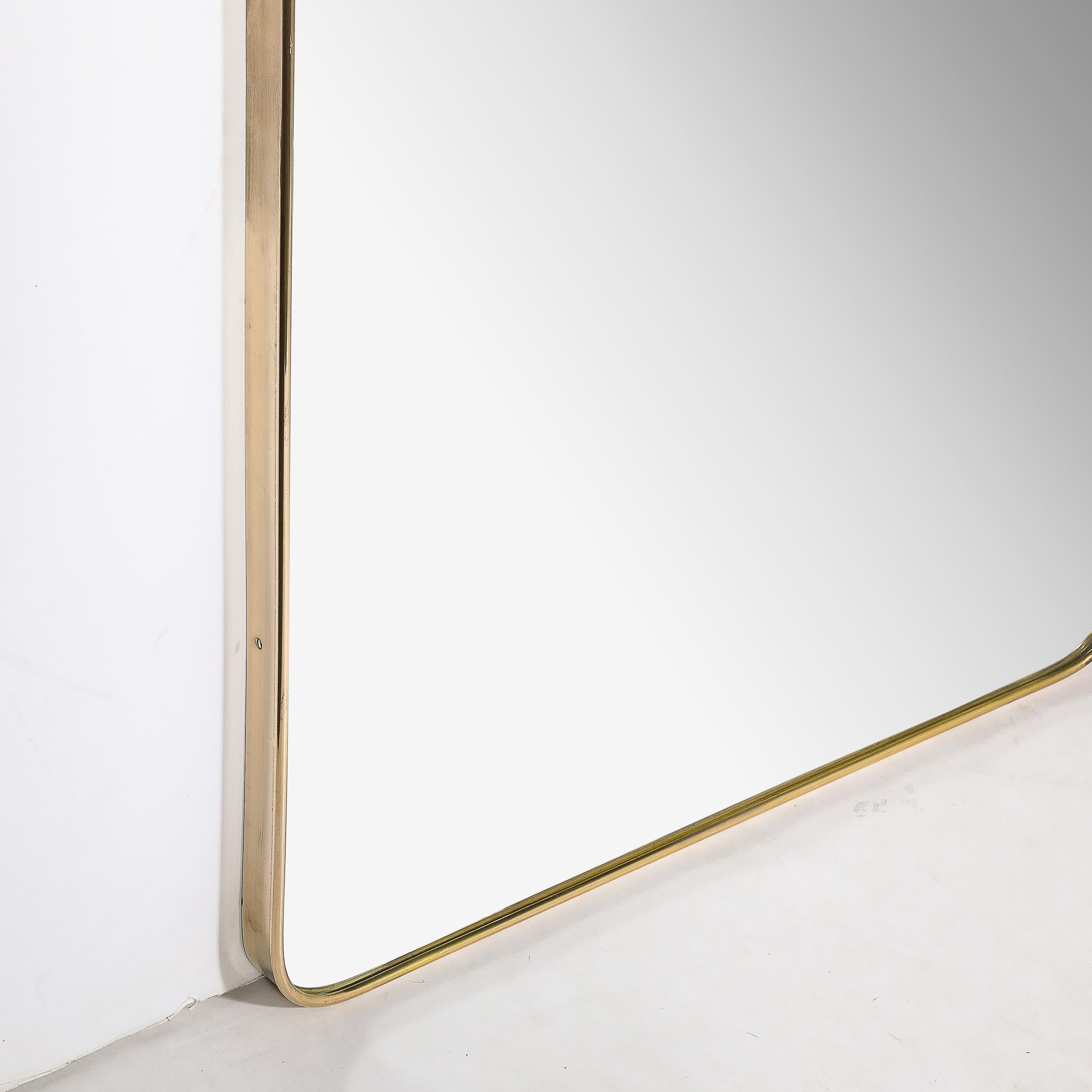 Mid-20th Century Mid-Century Modernist Rectangular Brass Wrapped Mirror For Sale
