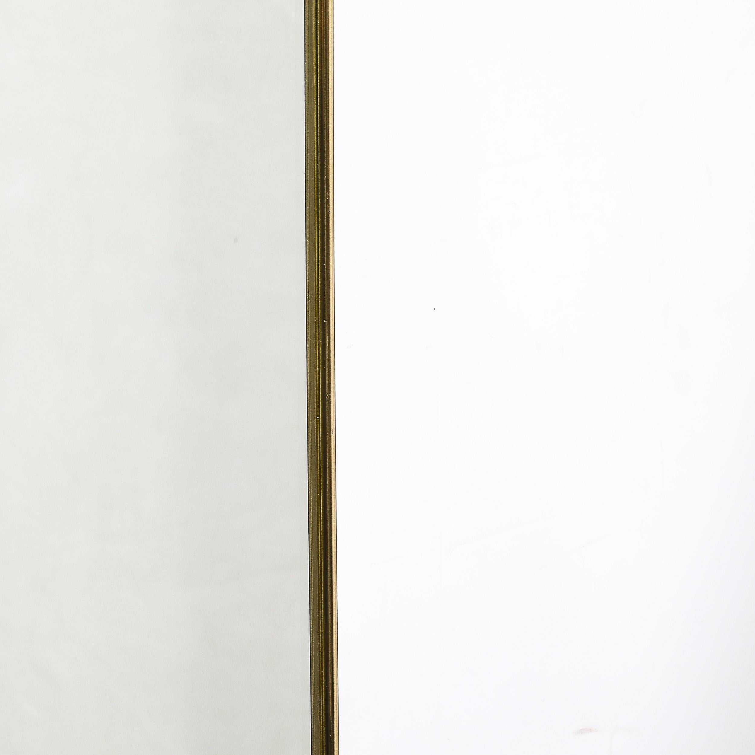 Mid-Century Modernist Rectangular Brass Wrapped Mirror For Sale 1