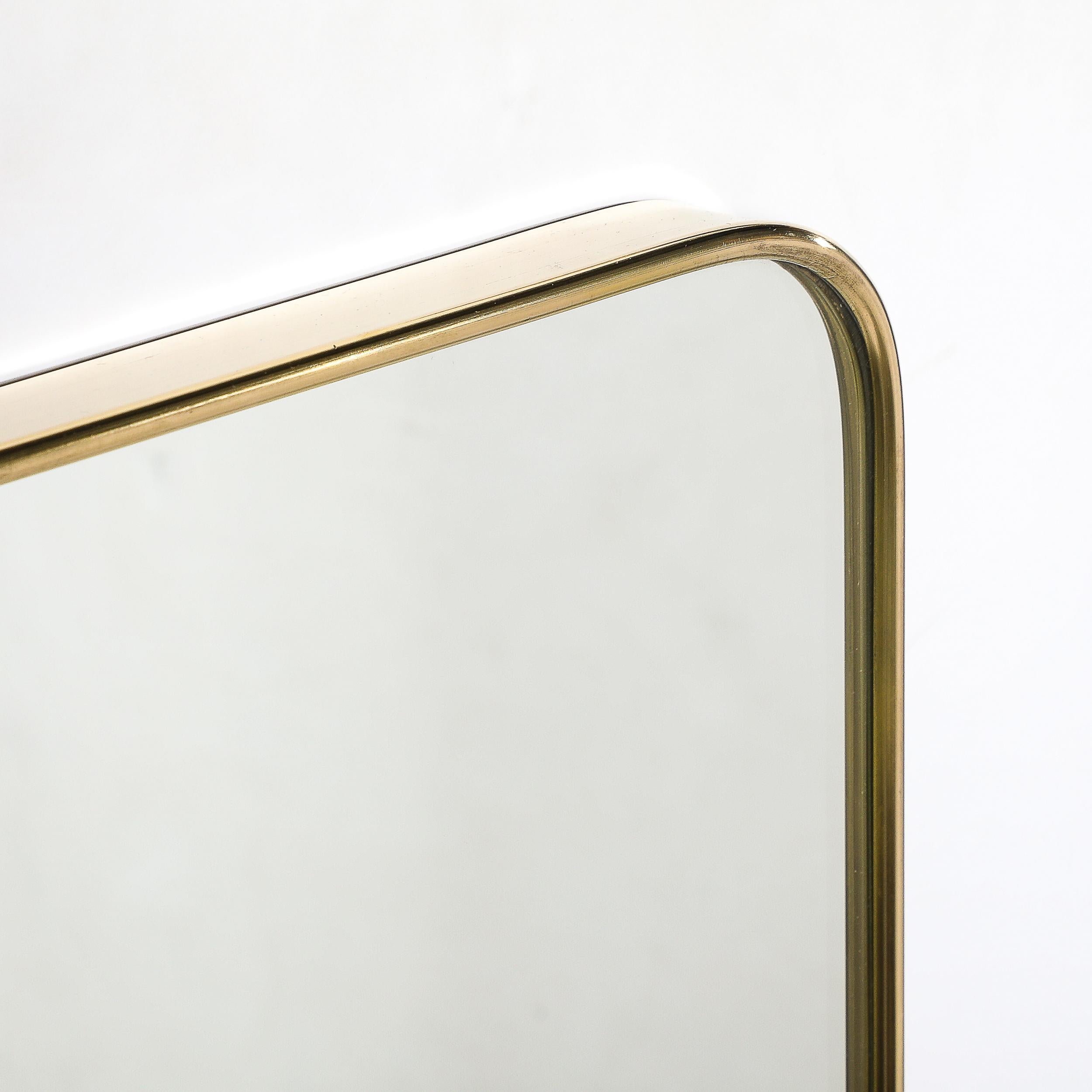Mid-Century Modernist Rectangular Brass Wrapped Mirror For Sale 2