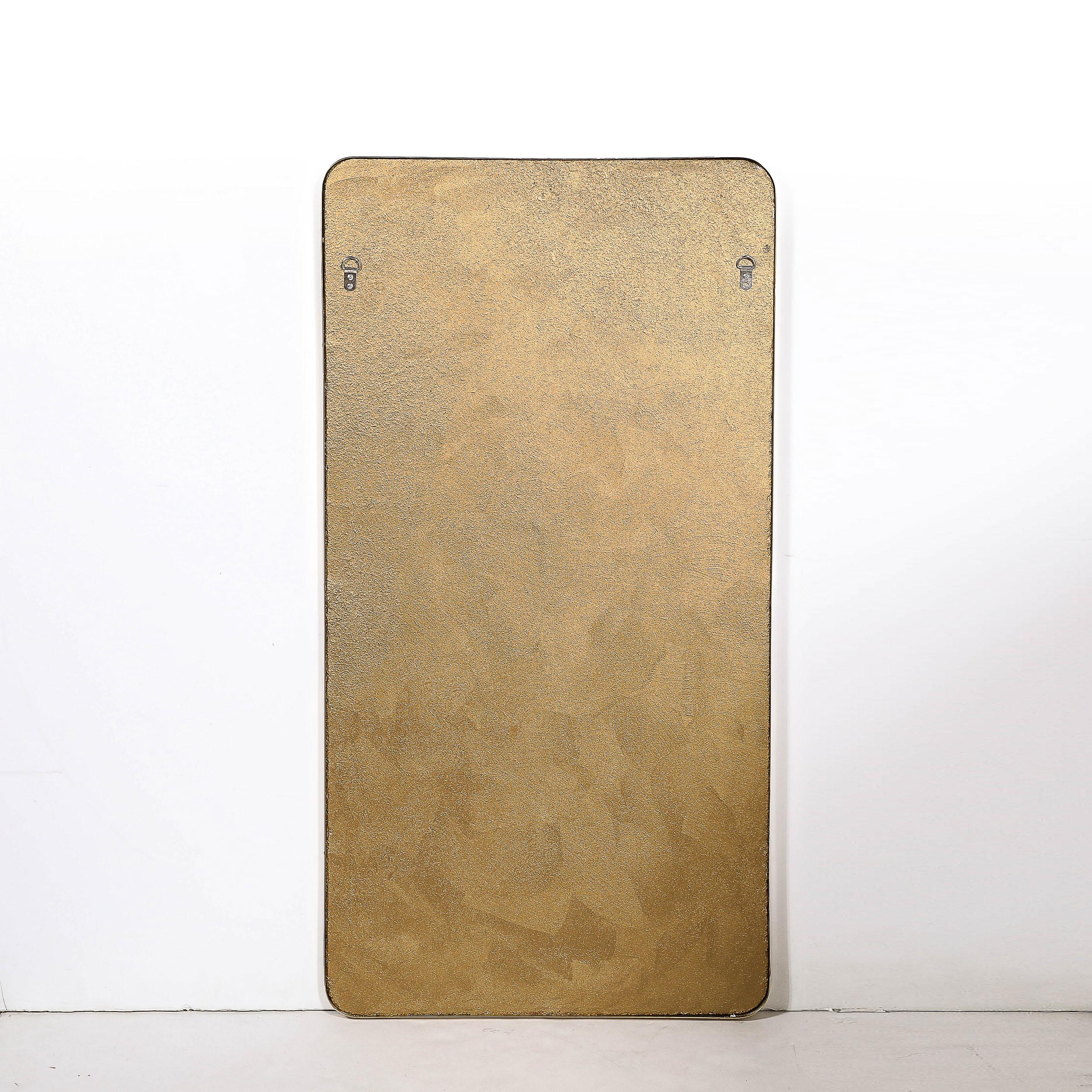 Mid-Century Modernist Rectangular Brass Wrapped Mirror For Sale 4