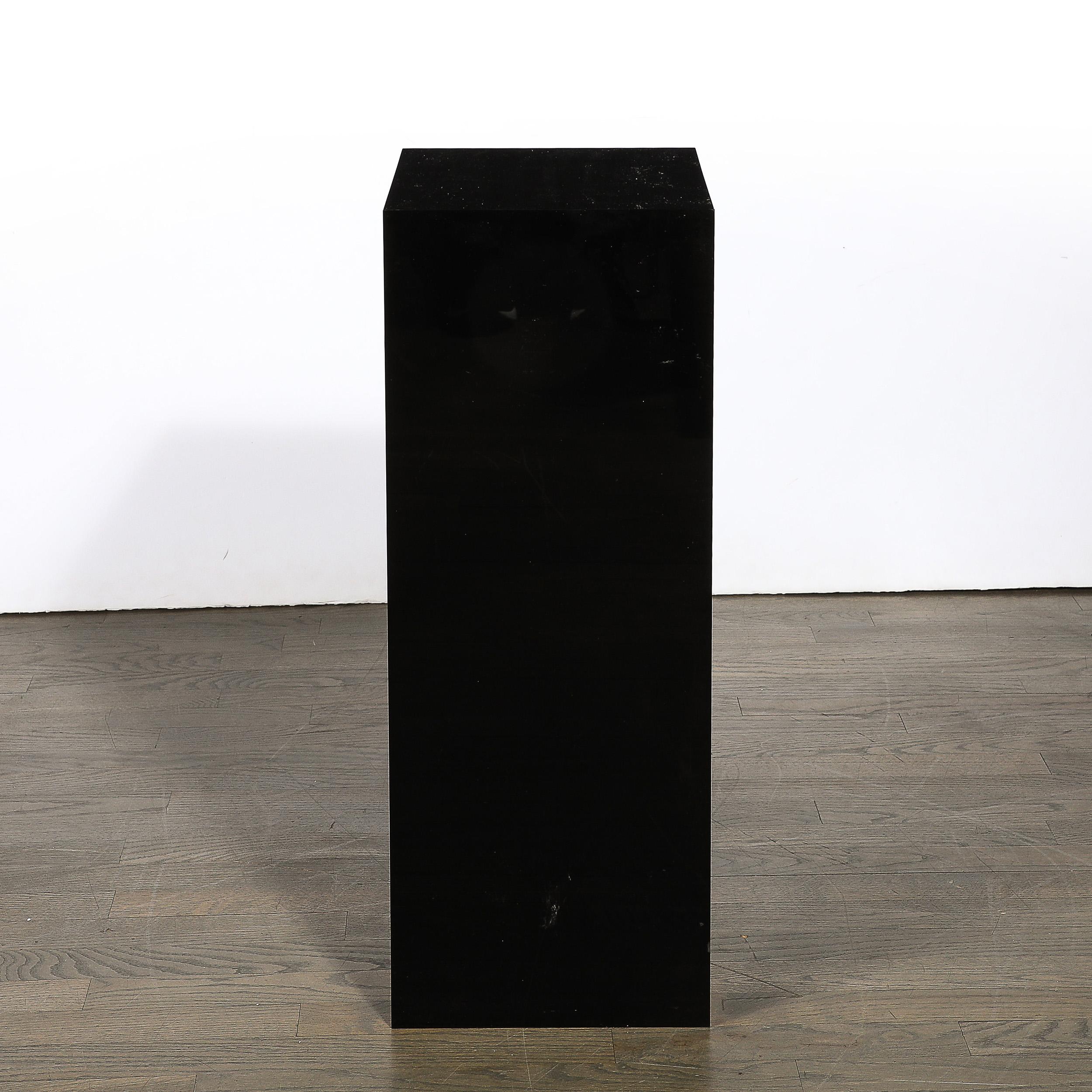 Mid-Century Modernist Rectilinear Black Acrylic Pedestal  For Sale 1