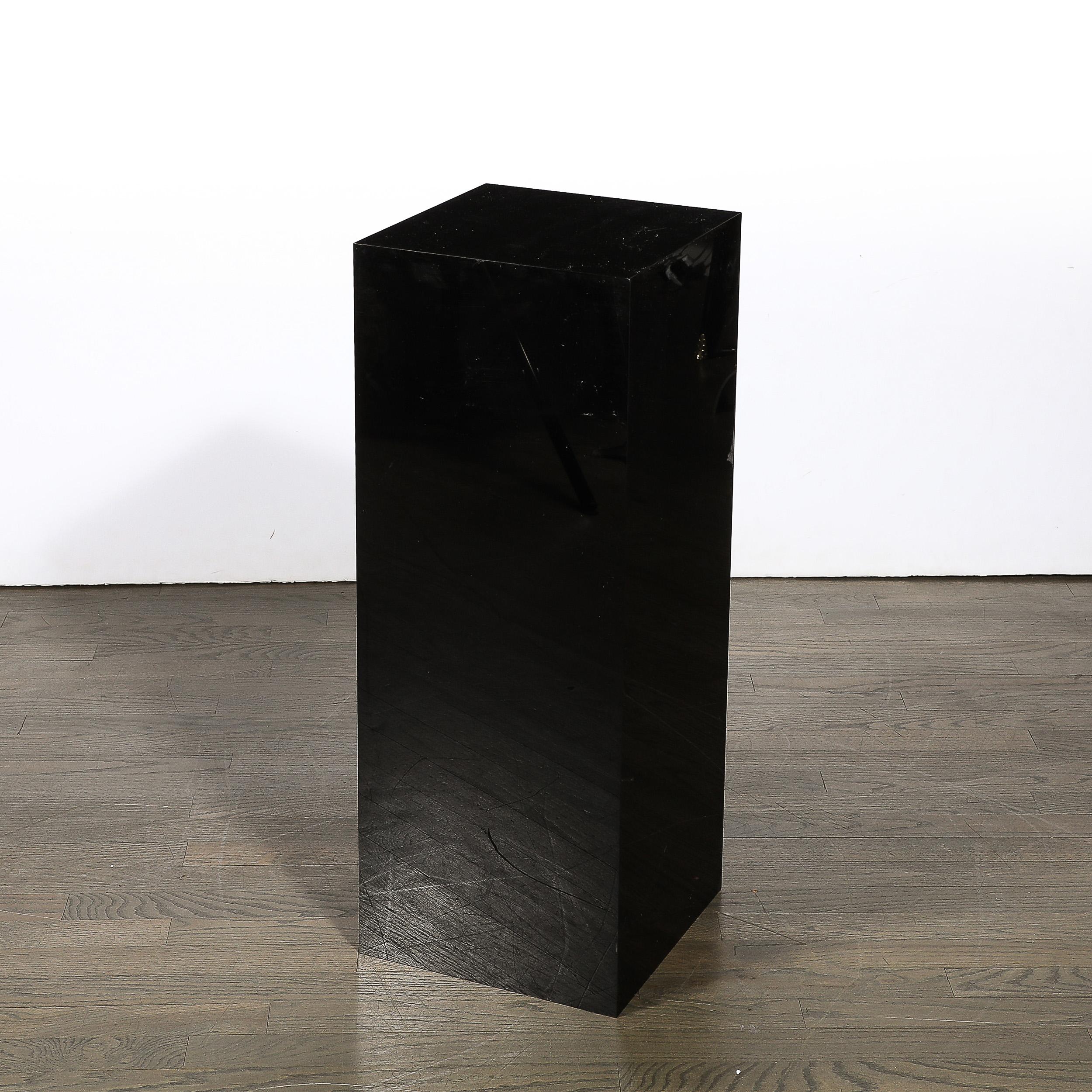Mid-Century Modernist Rectilinear Black Acrylic Pedestal  For Sale 2