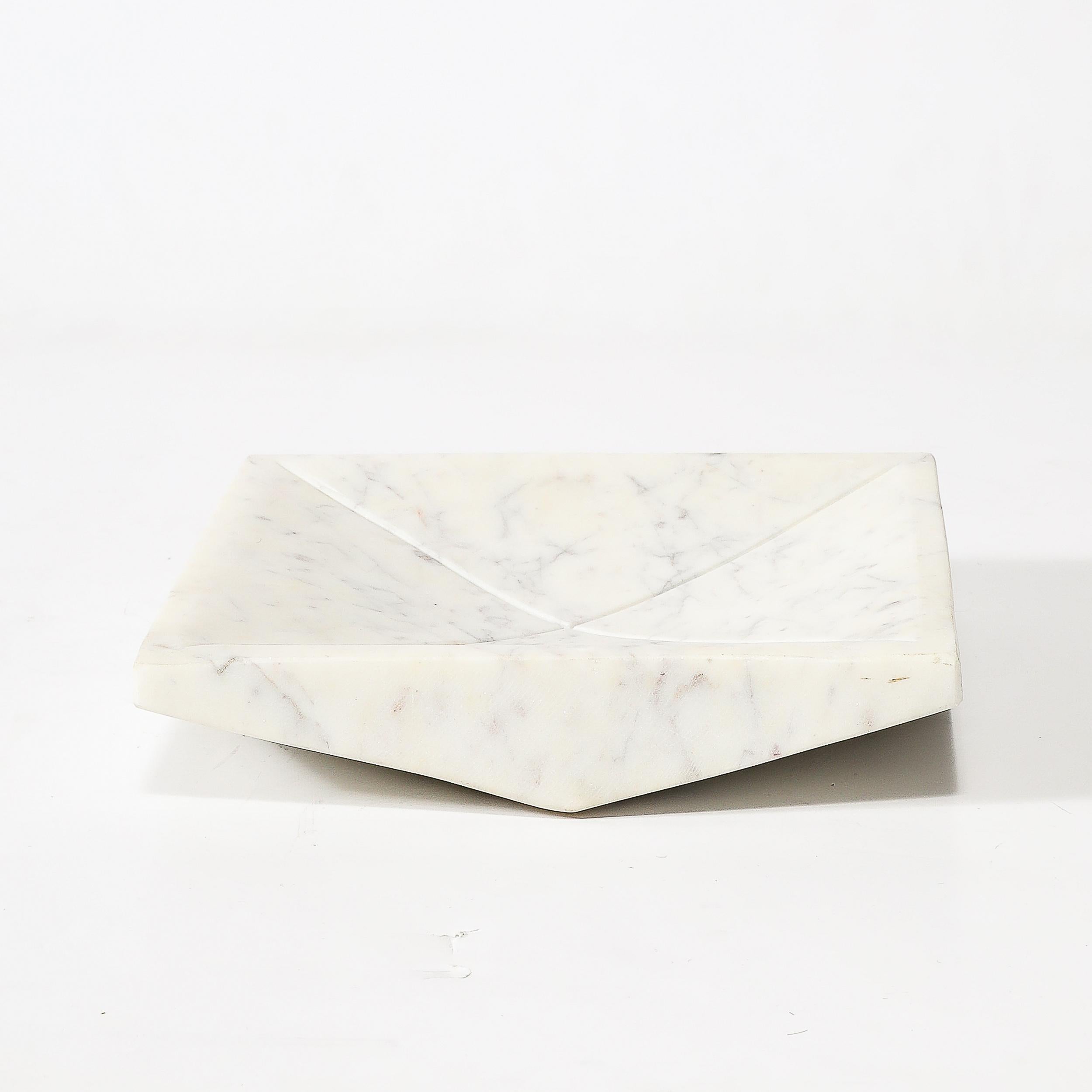Mid-Century Modernist Rectilinear Carved Marble Tray For Sale 5