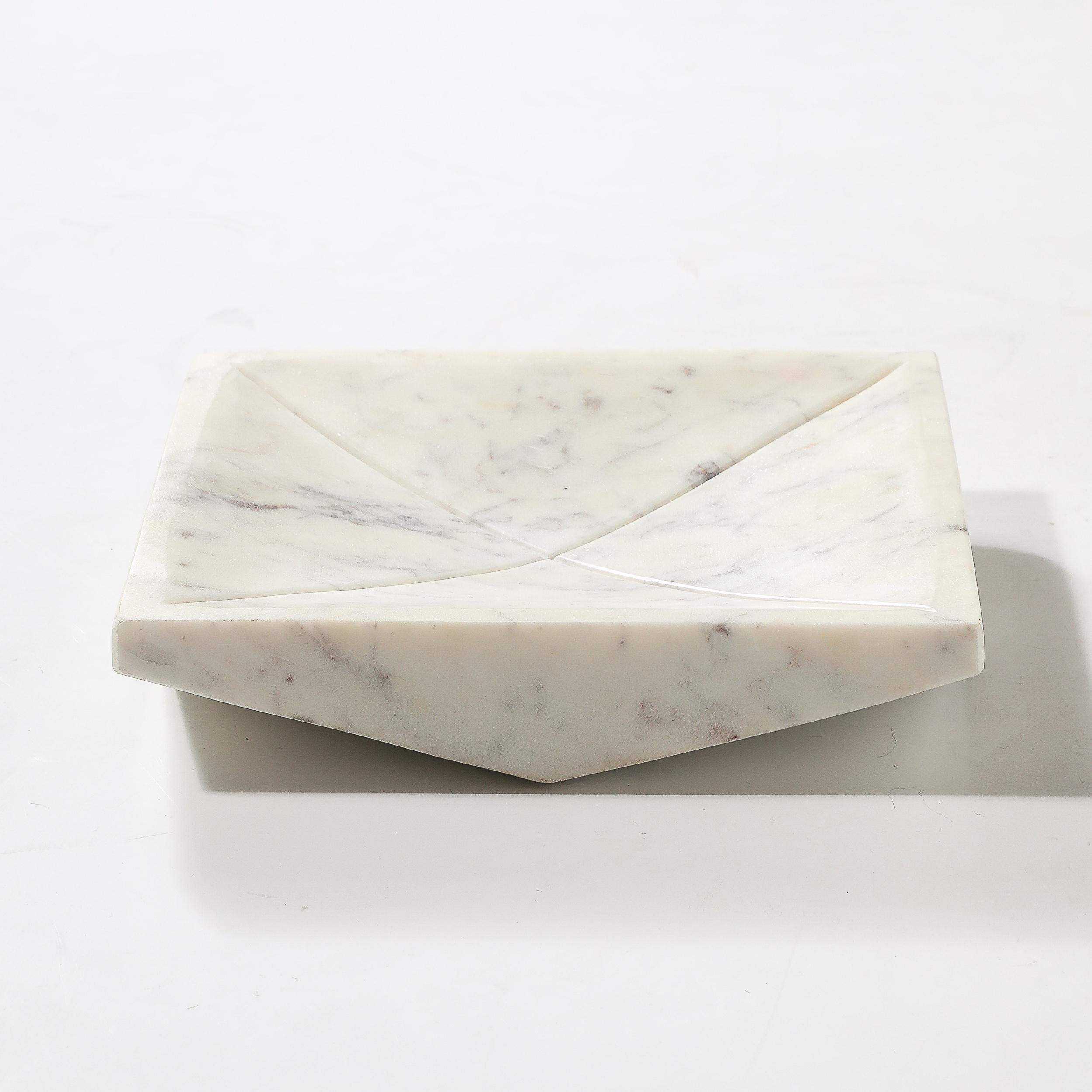 Mid-Century Modernist Rectilinear Carved Marble Tray For Sale 6