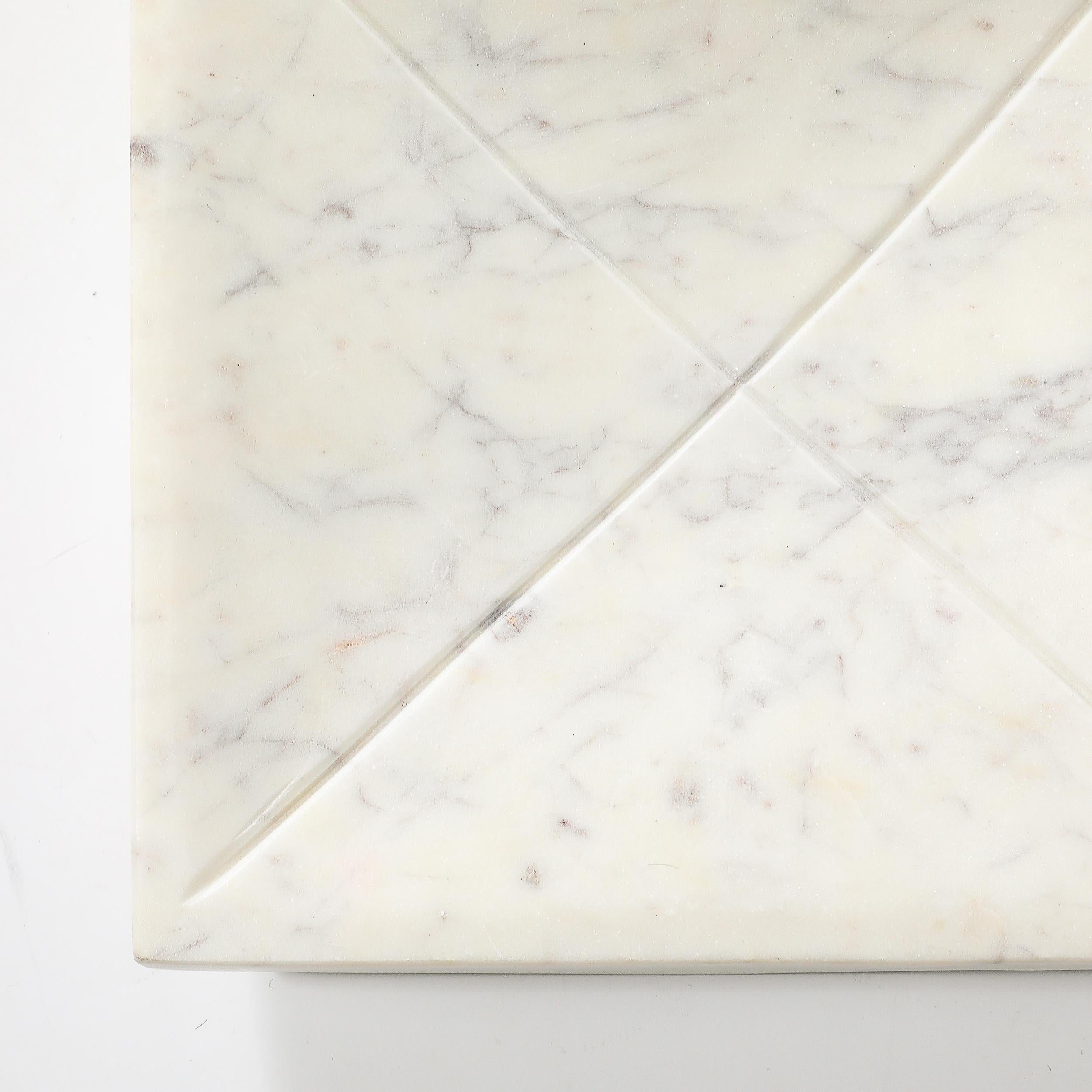 Mid-Century Modernist Rectilinear Carved Marble Tray In Excellent Condition For Sale In New York, NY