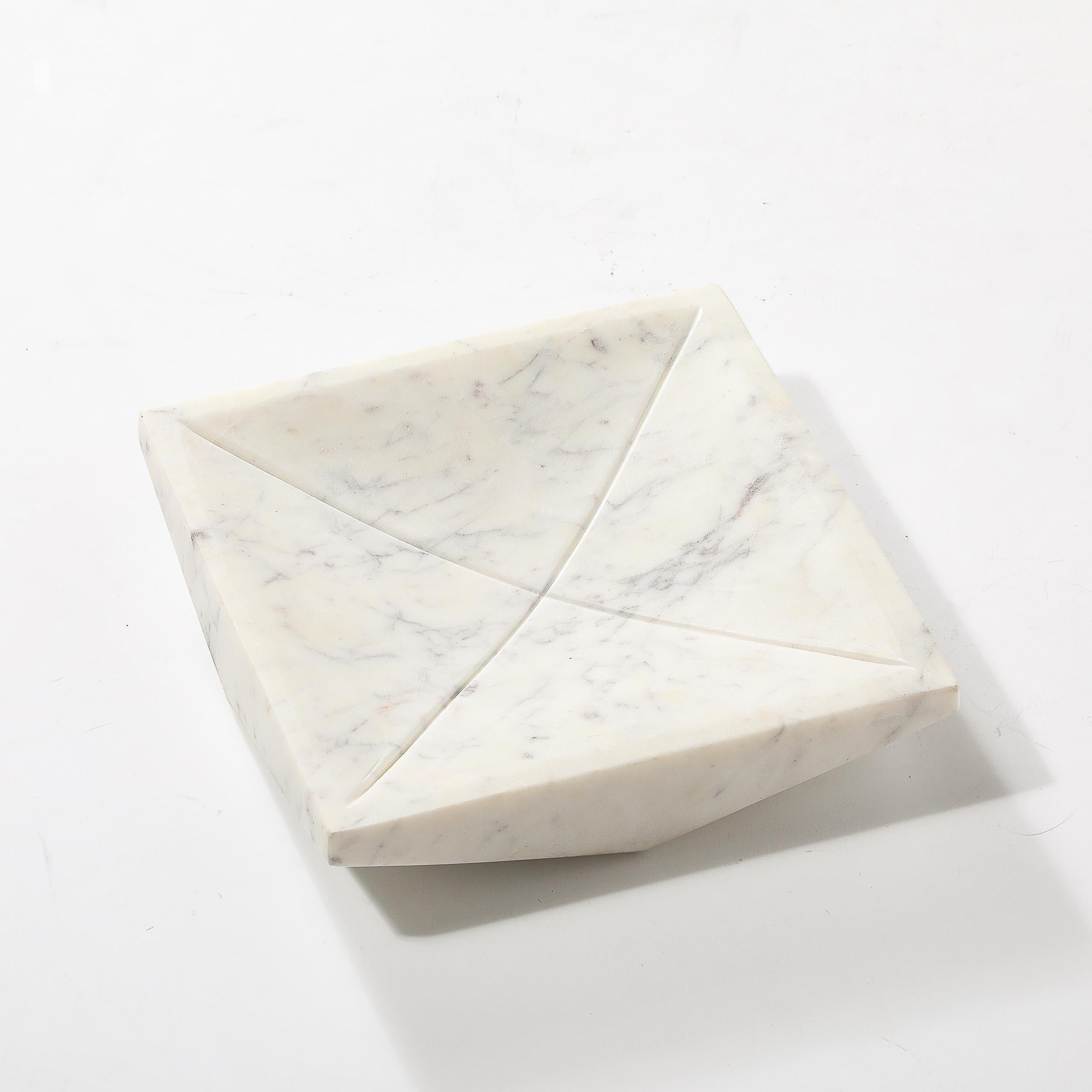 Mid-20th Century Mid-Century Modernist Rectilinear Carved Marble Tray For Sale