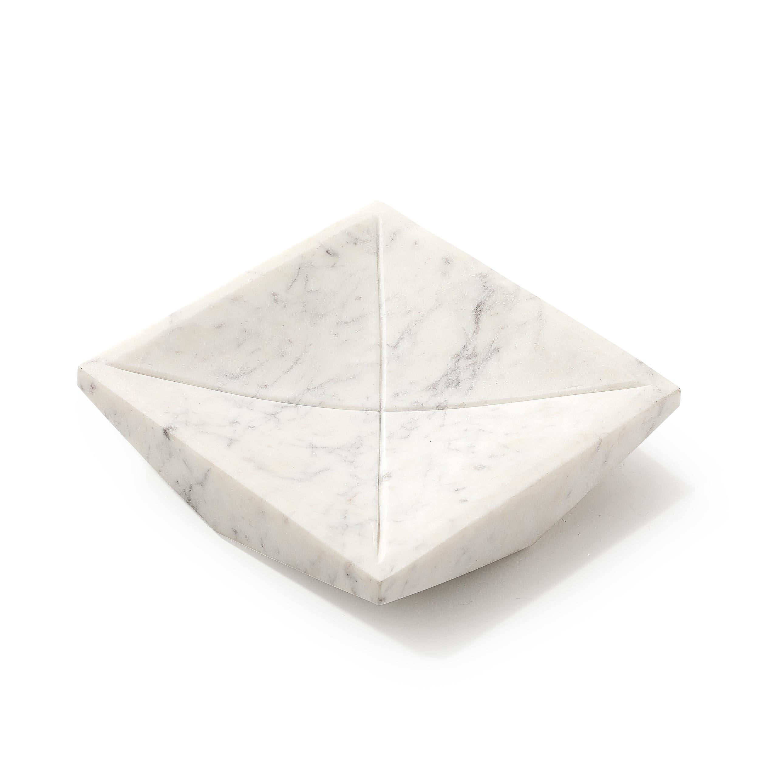 Mid-Century Modernist Rectilinear Carved Marble Tray For Sale 1