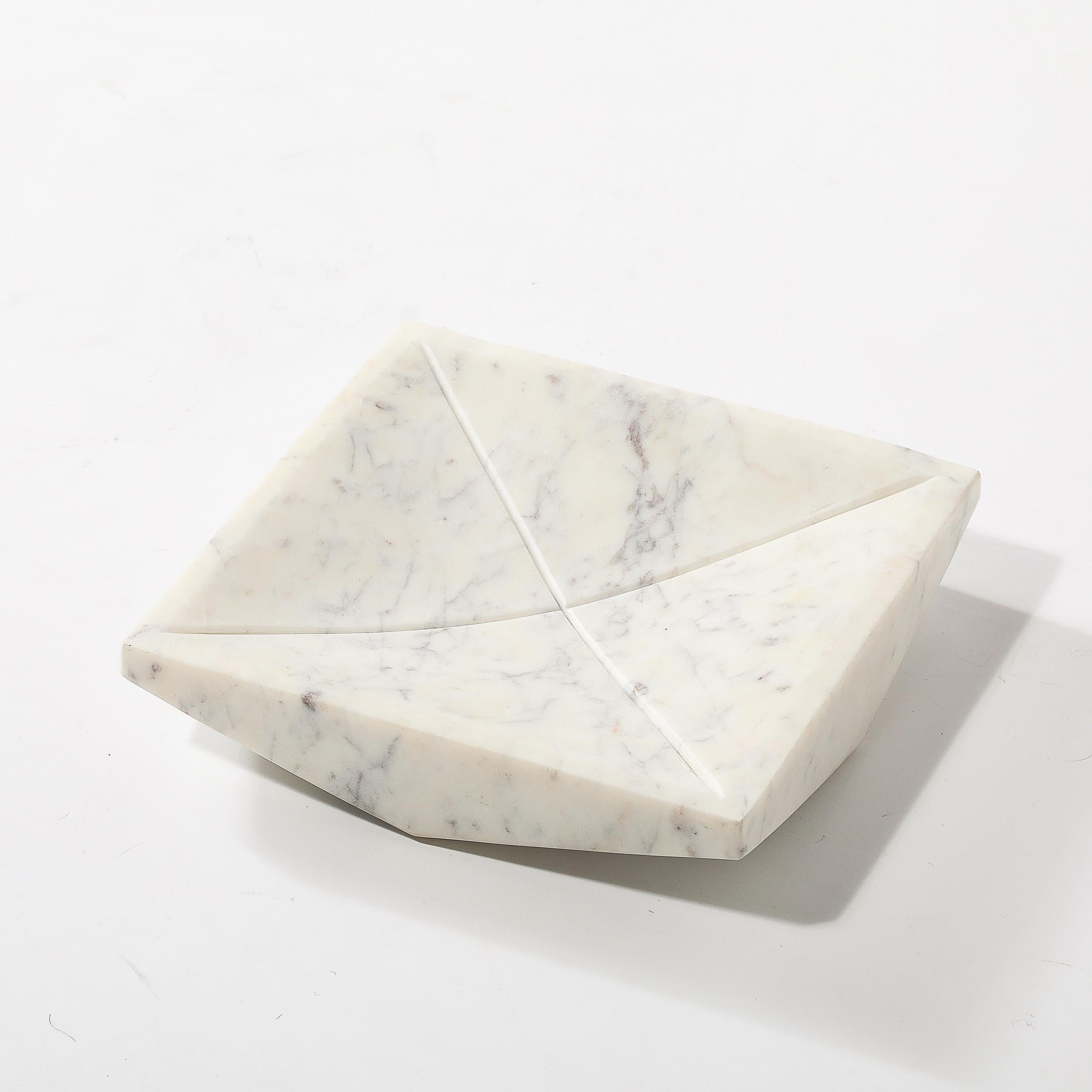 Mid-Century Modernist Rectilinear Carved Marble Tray For Sale 2
