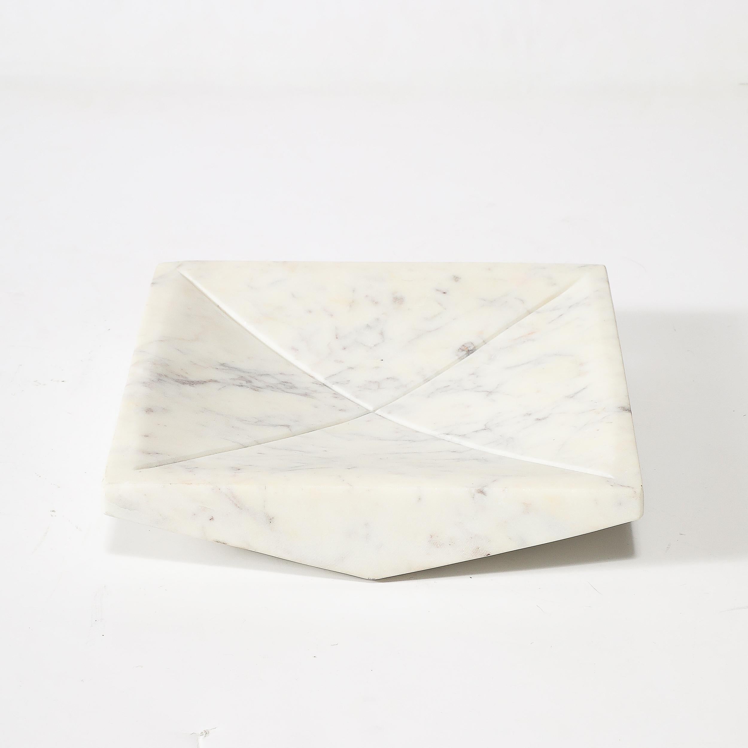 Mid-Century Modernist Rectilinear Carved Marble Tray For Sale 4