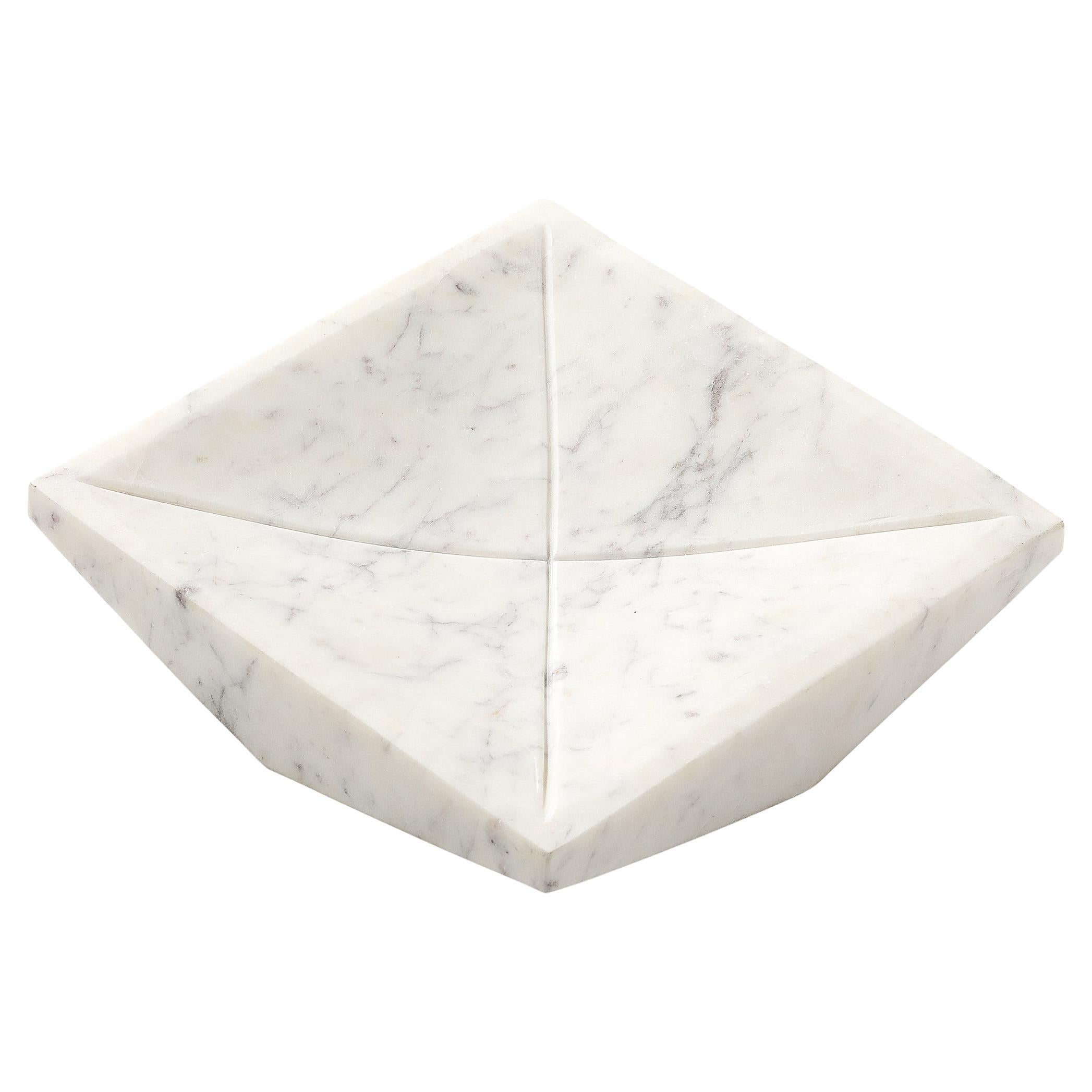 Mid-Century Modernist Rectilinear Carved Marble Tray For Sale