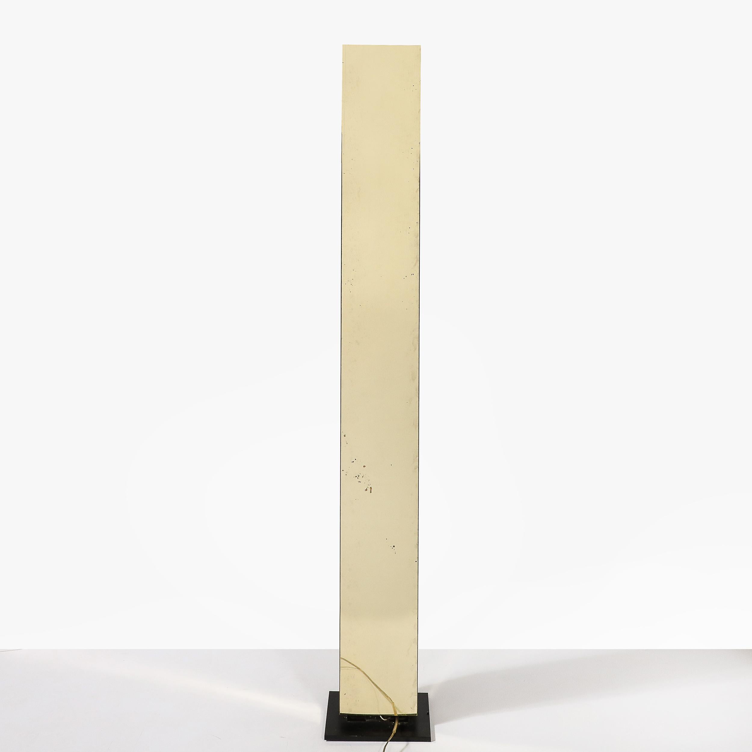 Mid-Century Modernist Rectilinear Floor Lamp in Brass & Black Enamel For Sale 6