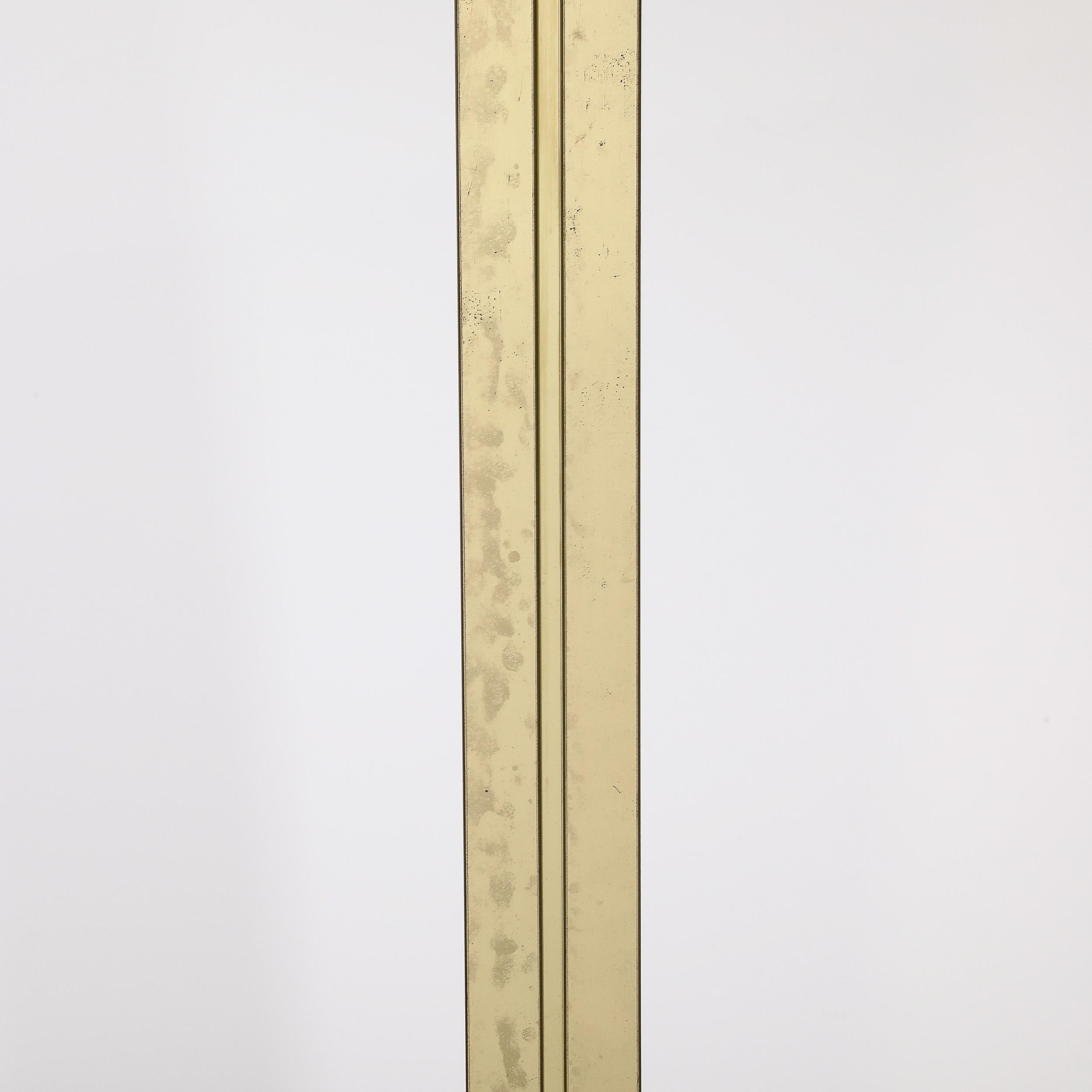 Mid-Century Modernist Rectilinear Floor Lamp in Brass & Black Enamel For Sale 10