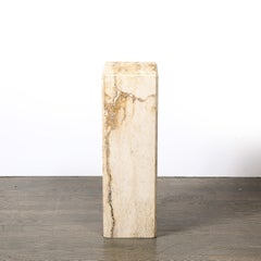Mid-Century Modernist Rectilinear Travertine Pedestal with Stepped Detailing