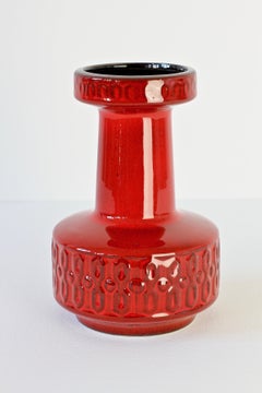Mid-Century Modernist Red West German Vase by Fohr Pottery, circa 1970