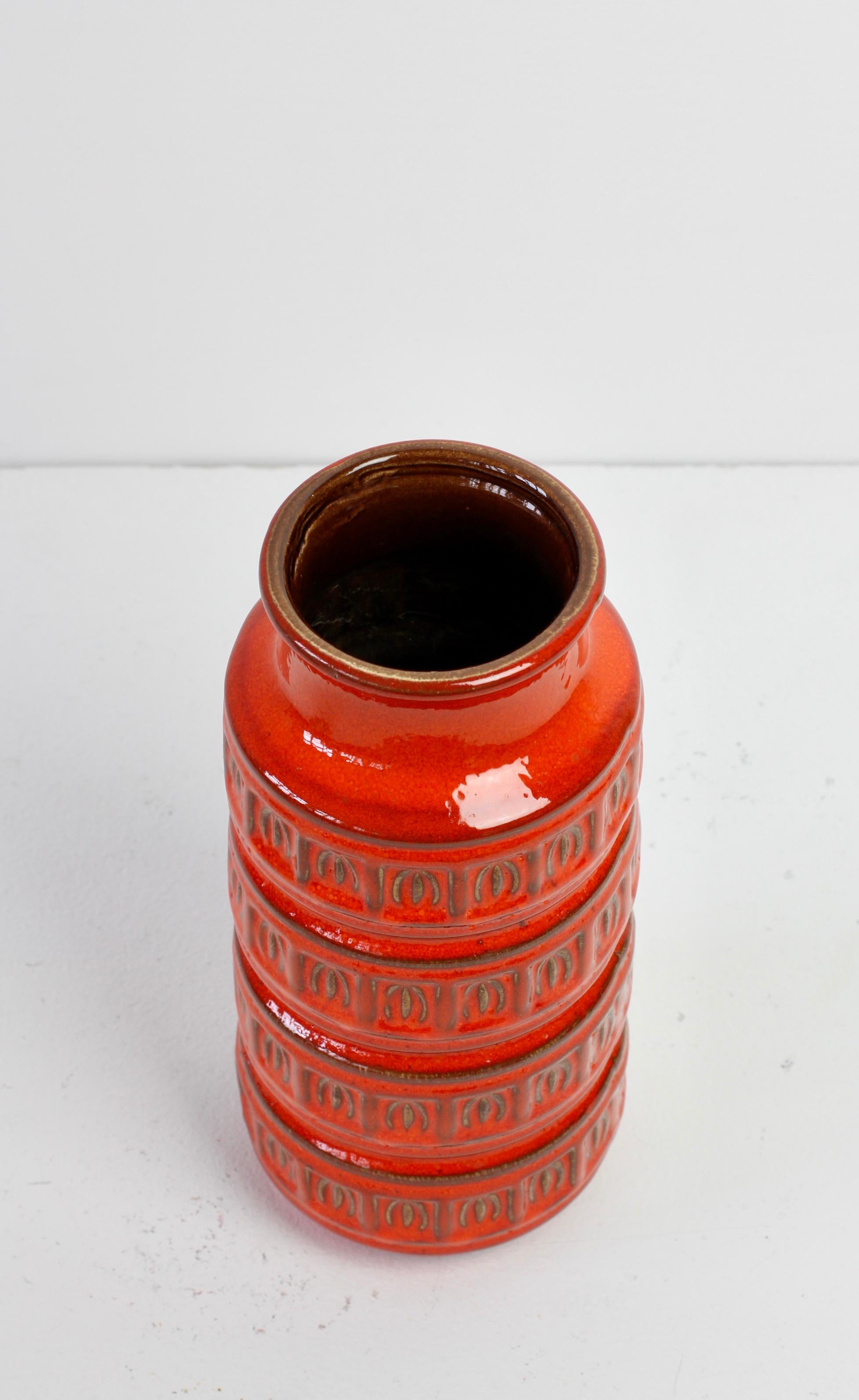 Mid-Century Modernist Red West German Vase by Scheurich Keramik, circa 1970 4