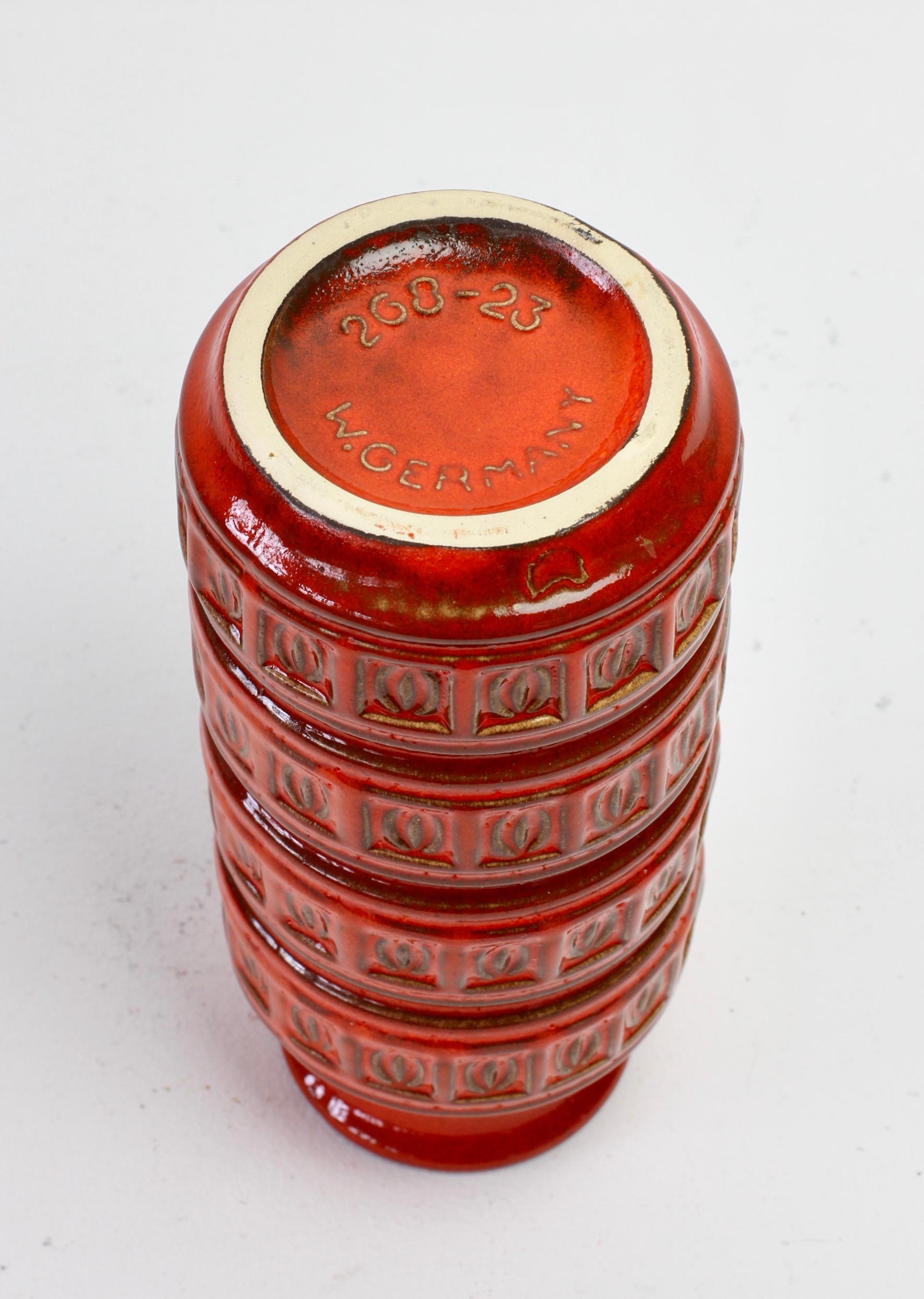 Mid-Century Modernist Red West German Vase by Scheurich Keramik, circa 1970 5