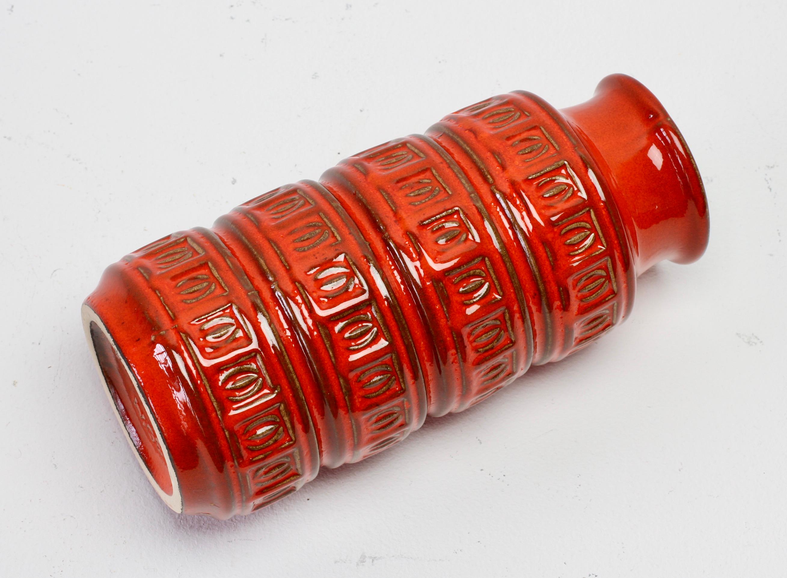 Mid-Century Modernist Red West German Vase by Scheurich Keramik, circa 1970 6