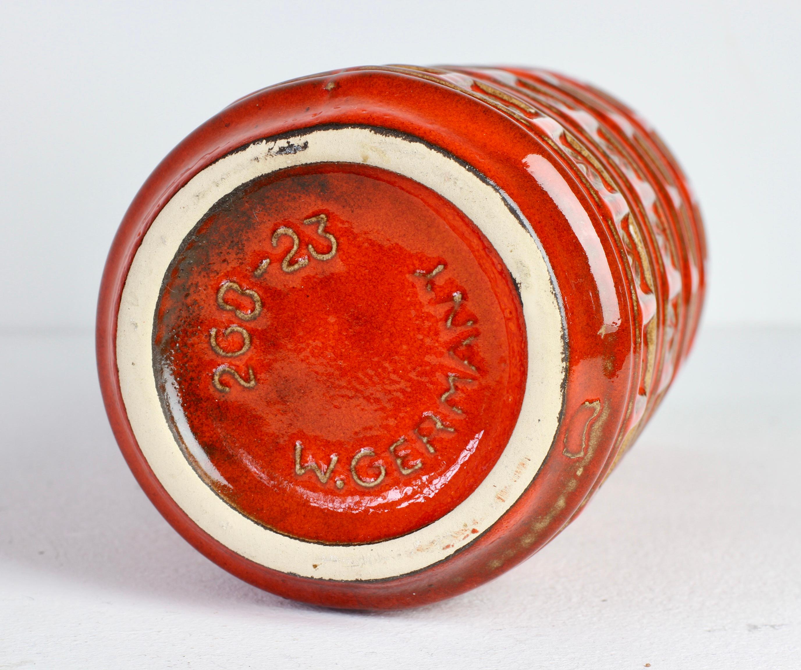 Mid-Century Modernist Red West German Vase by Scheurich Keramik, circa 1970 7