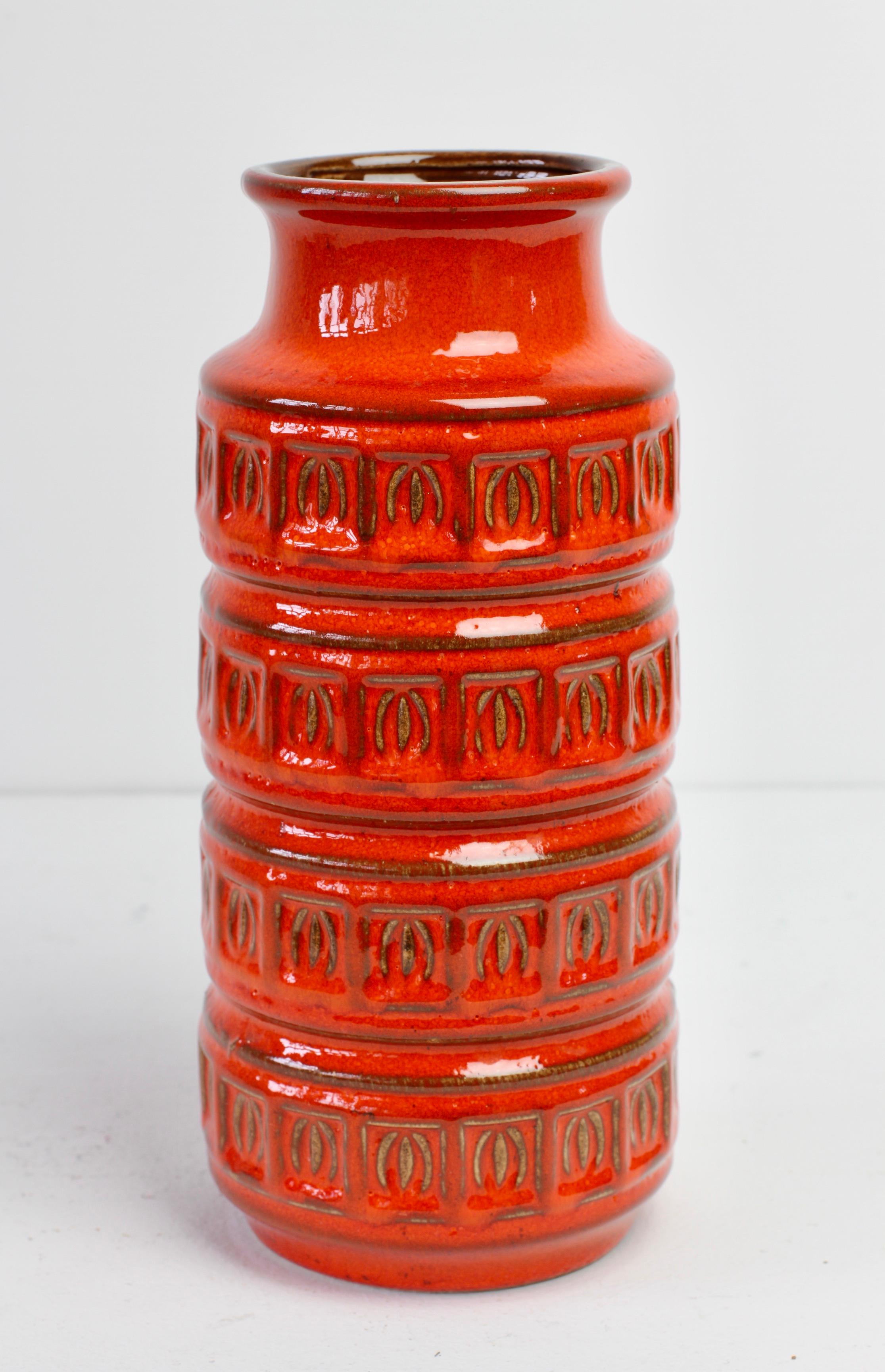 Mid-Century Modernist Red West German Vase by Scheurich Keramik, circa 1970 1