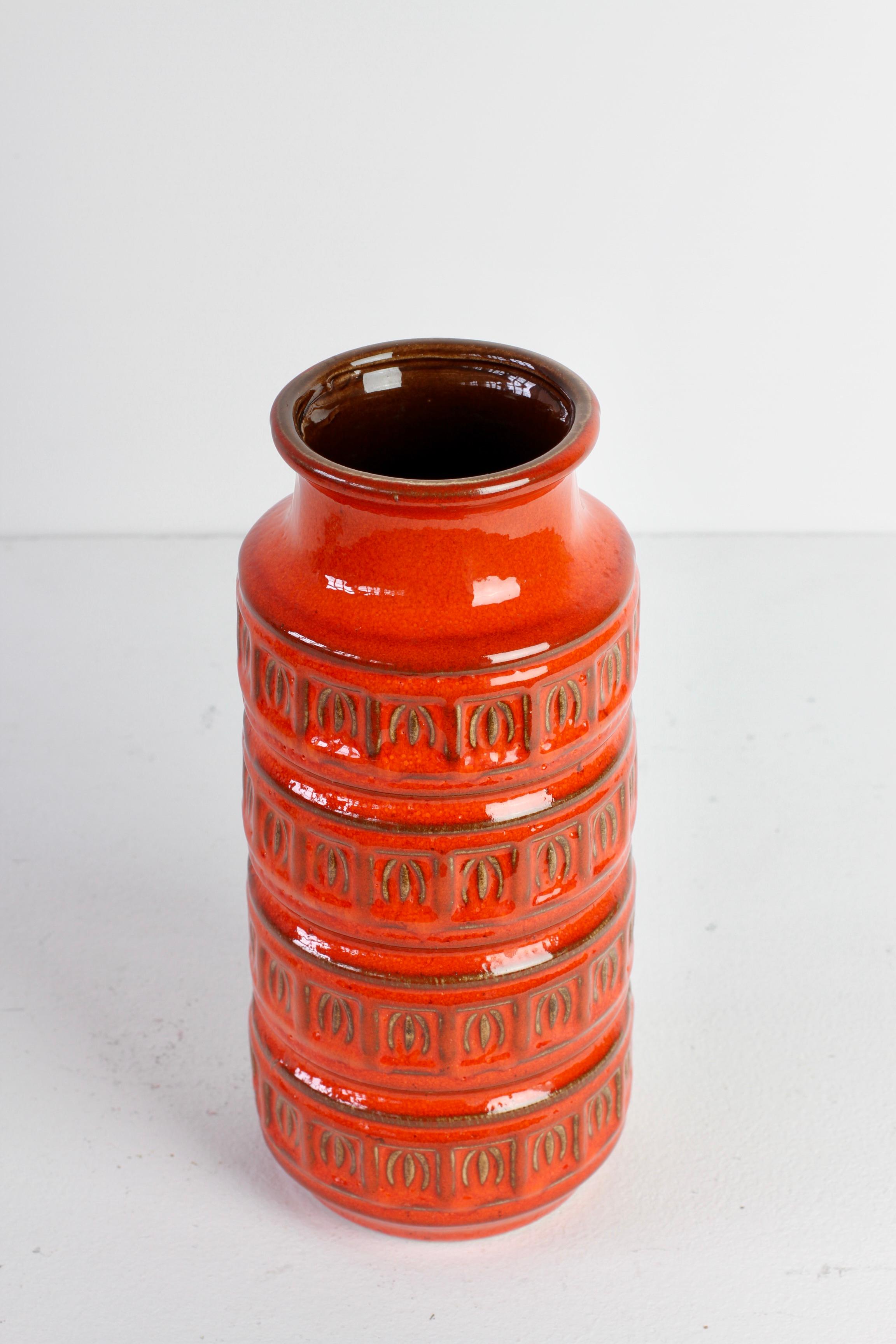 Mid-Century Modernist Red West German Vase by Scheurich Keramik, circa 1970 2
