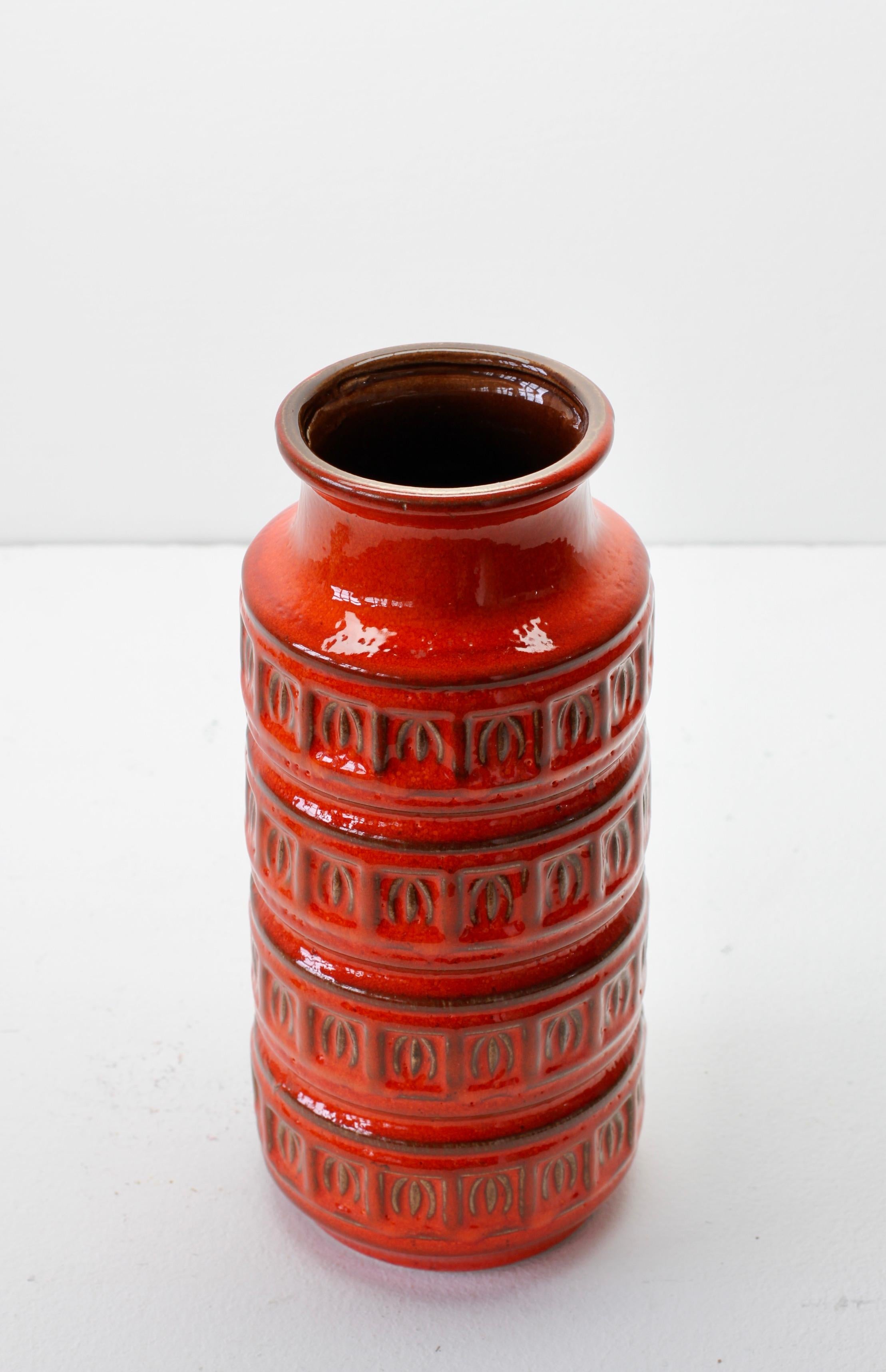 Mid-Century Modernist Red West German Vase by Scheurich Keramik, circa 1970 3