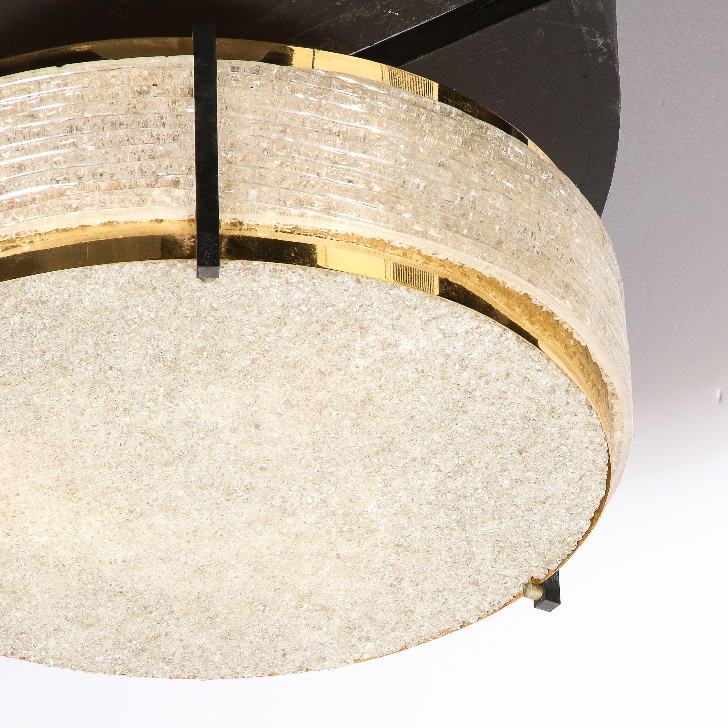 Mid-Century Modernist Resin & Brass Fitted Semi-Flush Mount Chandelier  In Excellent Condition In New York, NY