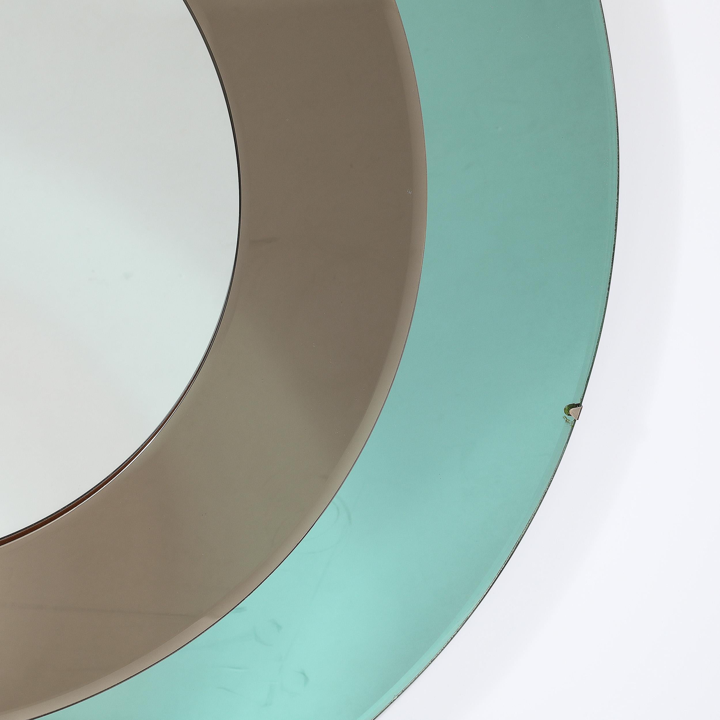 Italian Mid-Century Modernist Round Tiered Mirror by Fontana Arte