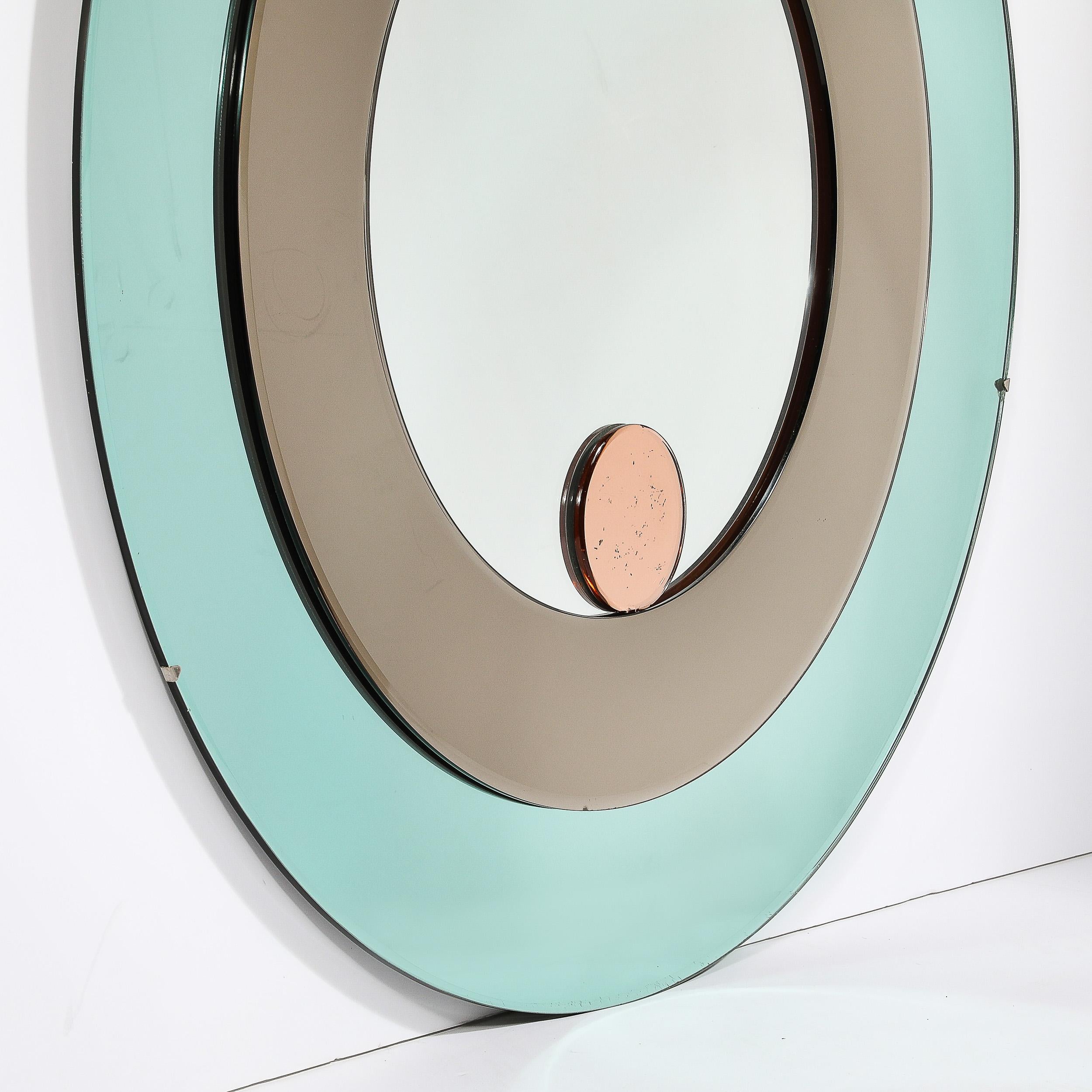 Mid-Century Modernist Round Tiered Mirror by Fontana Arte 1