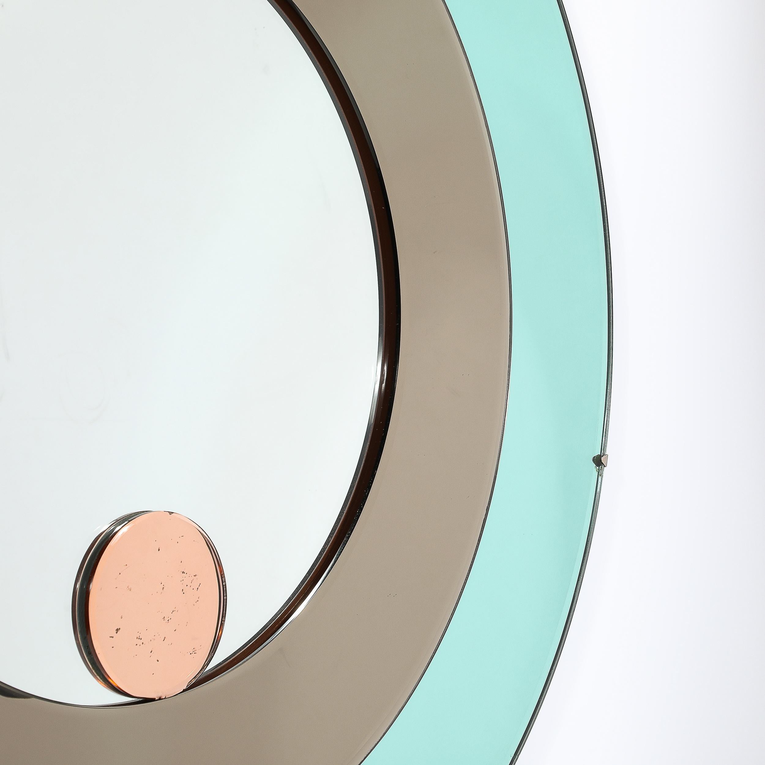 Mid-Century Modernist Round Tiered Mirror by Fontana Arte 4