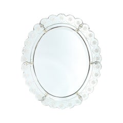Mid-Century Modernist Scallop Design Reverse-Etched & Beveled Mirror