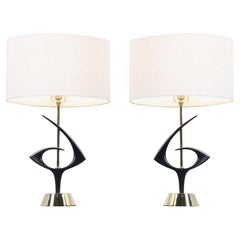 Mid-Century Modernist Sculpted Brass Table Lamps
