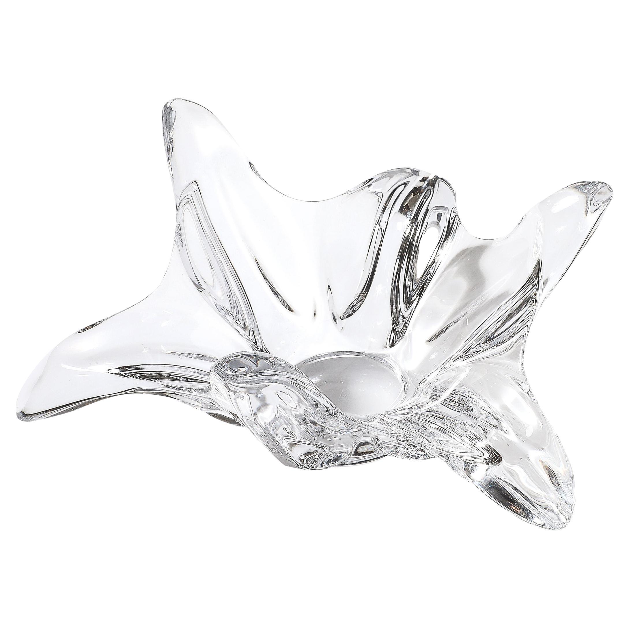 Mid-Century Modernist Sculptural Art Vannes Splash Form Crystal Bowl