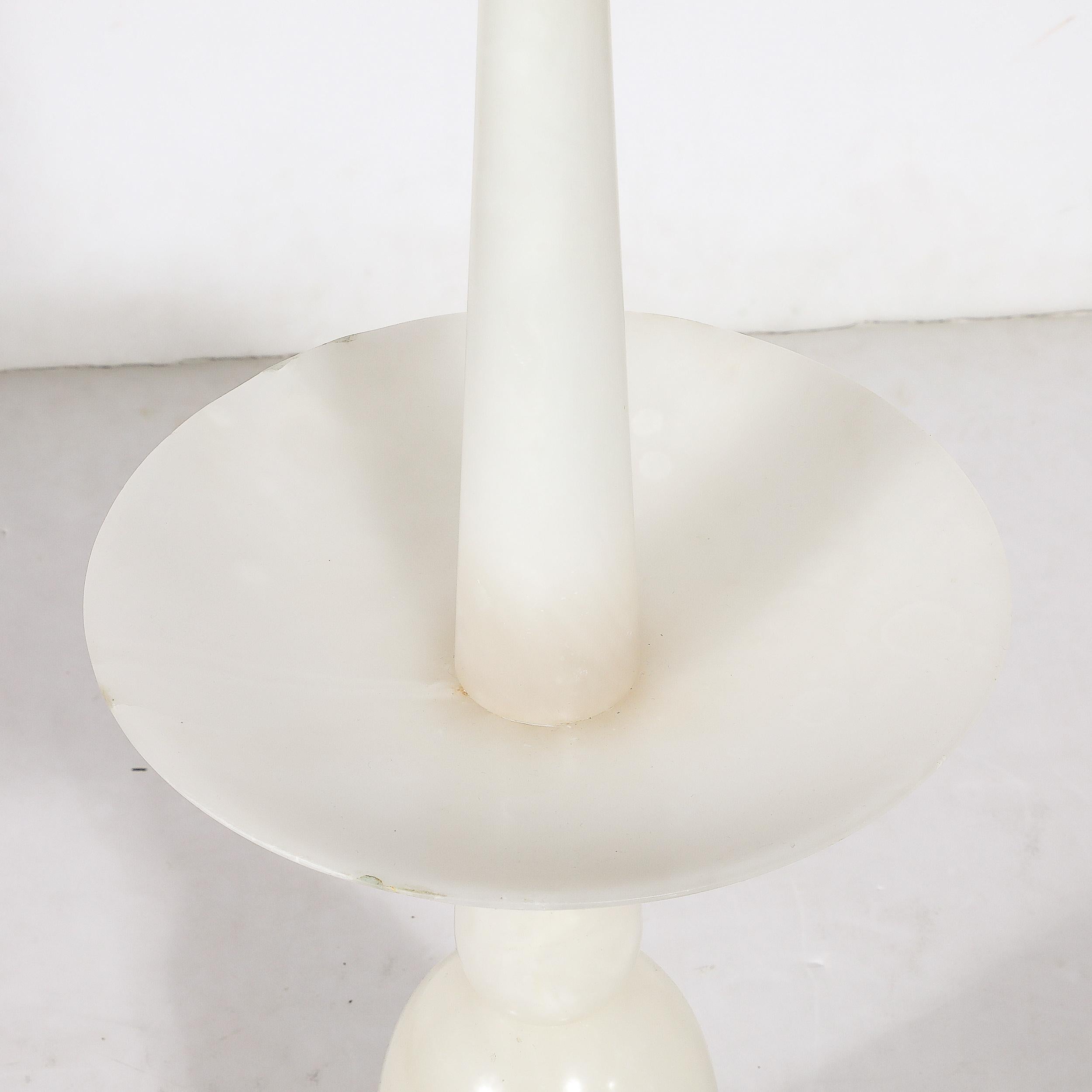 Mid-Century Modernist Sculptural Balustrade Form Table Lamp in Carrera Marble For Sale 4