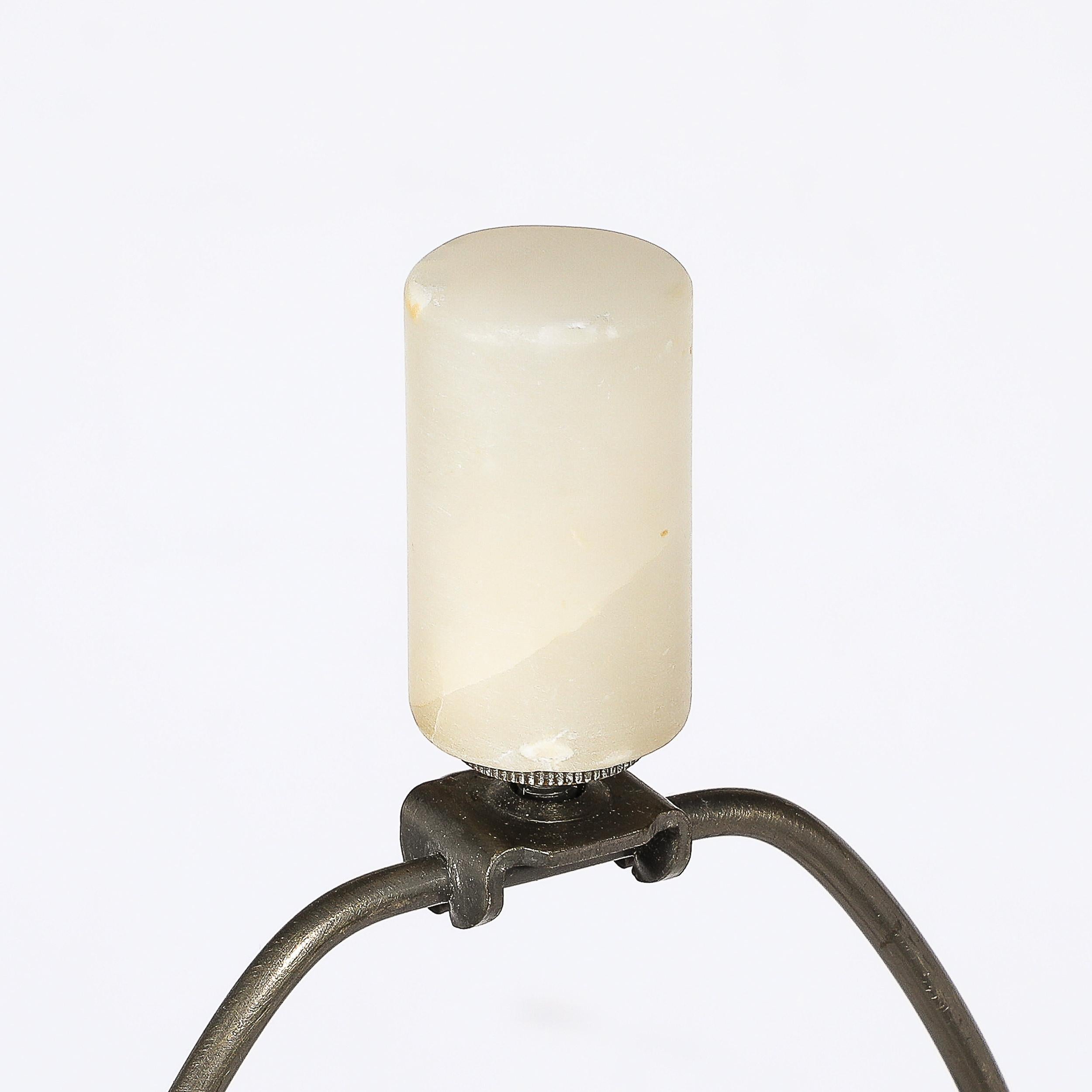 Mid-Century Modernist Sculptural Balustrade Form Table Lamp in Carrera Marble For Sale 7