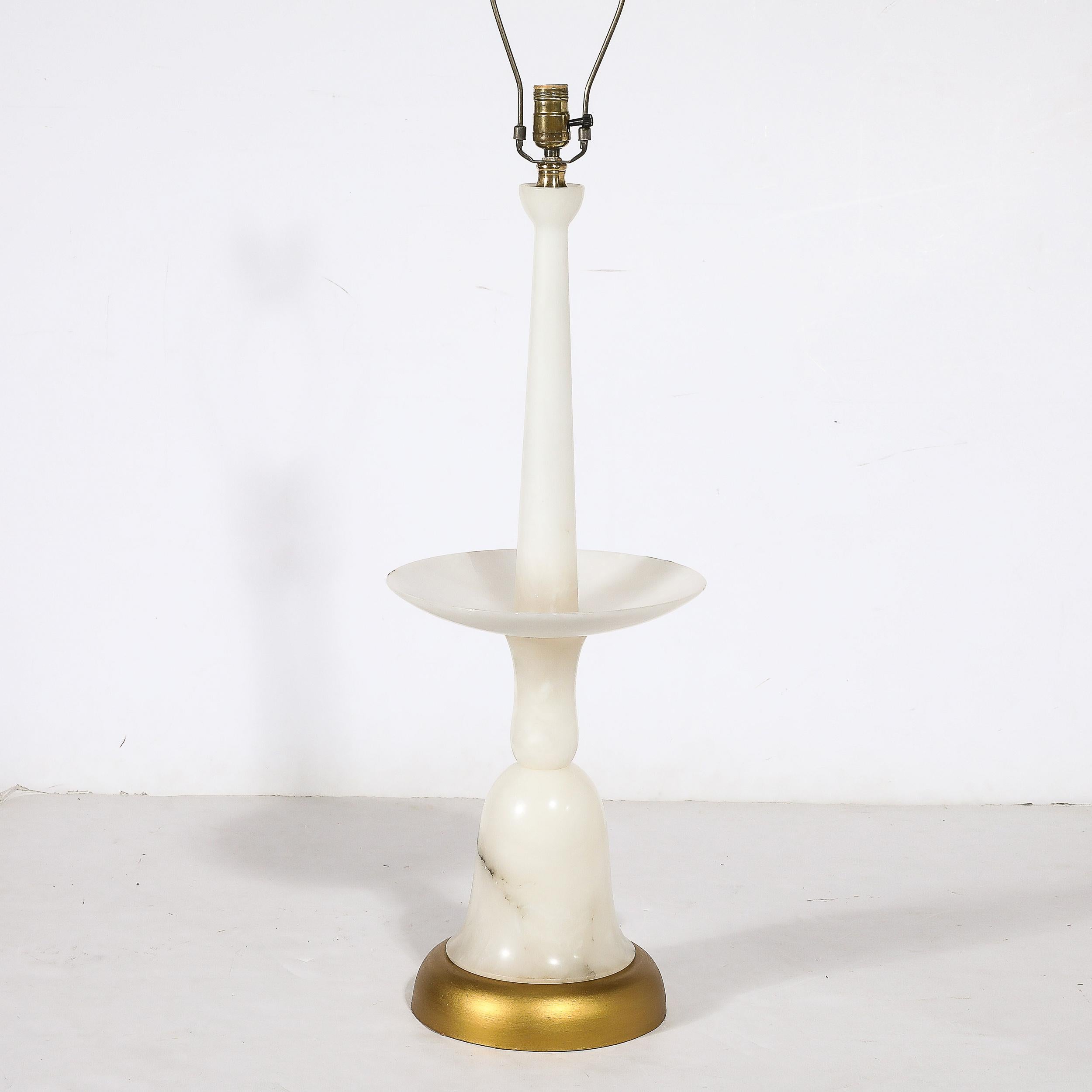 Italian Mid-Century Modernist Sculptural Balustrade Form Table Lamp in Carrera Marble For Sale