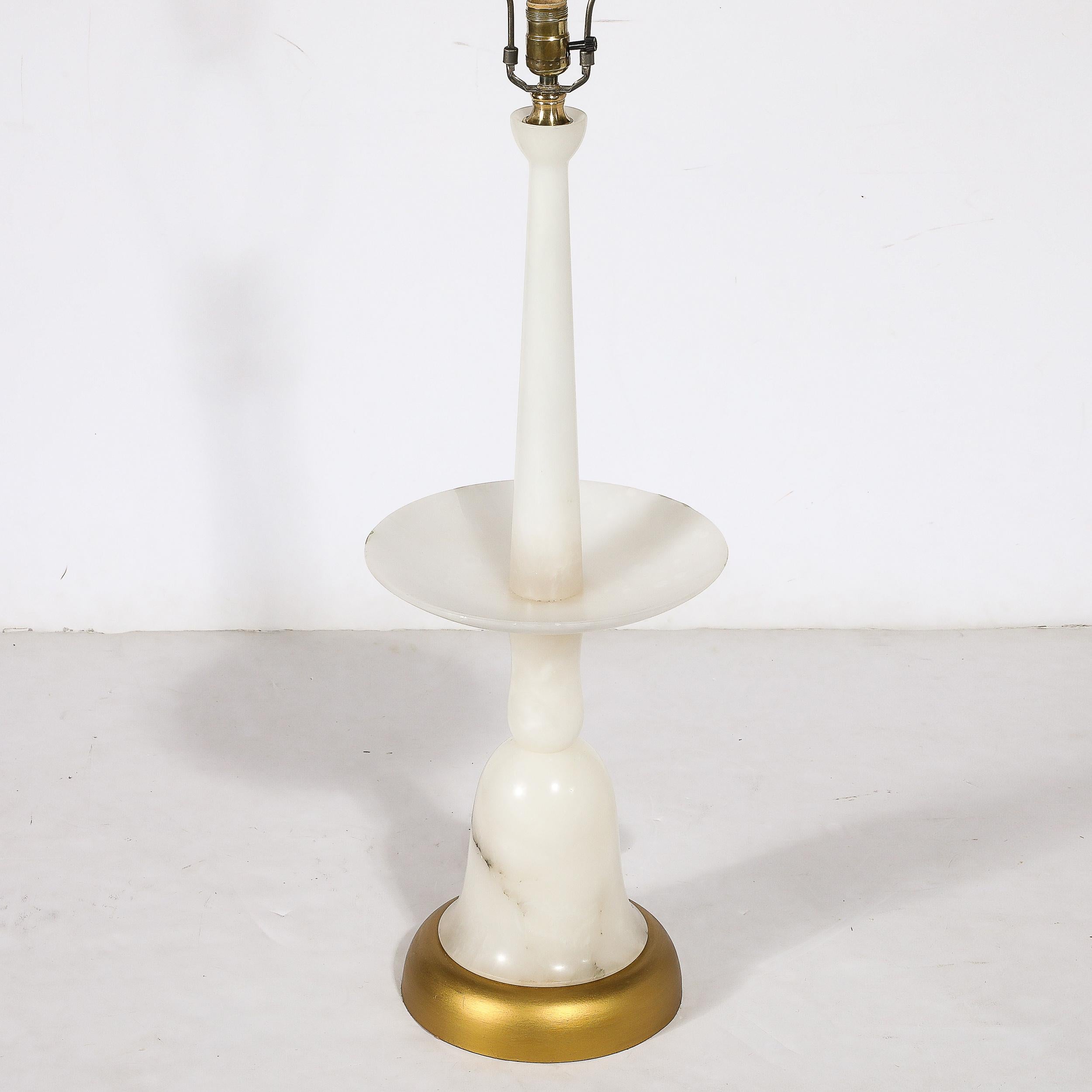 Mid-Century Modernist Sculptural Balustrade Form Table Lamp in Carrera Marble In Excellent Condition For Sale In New York, NY