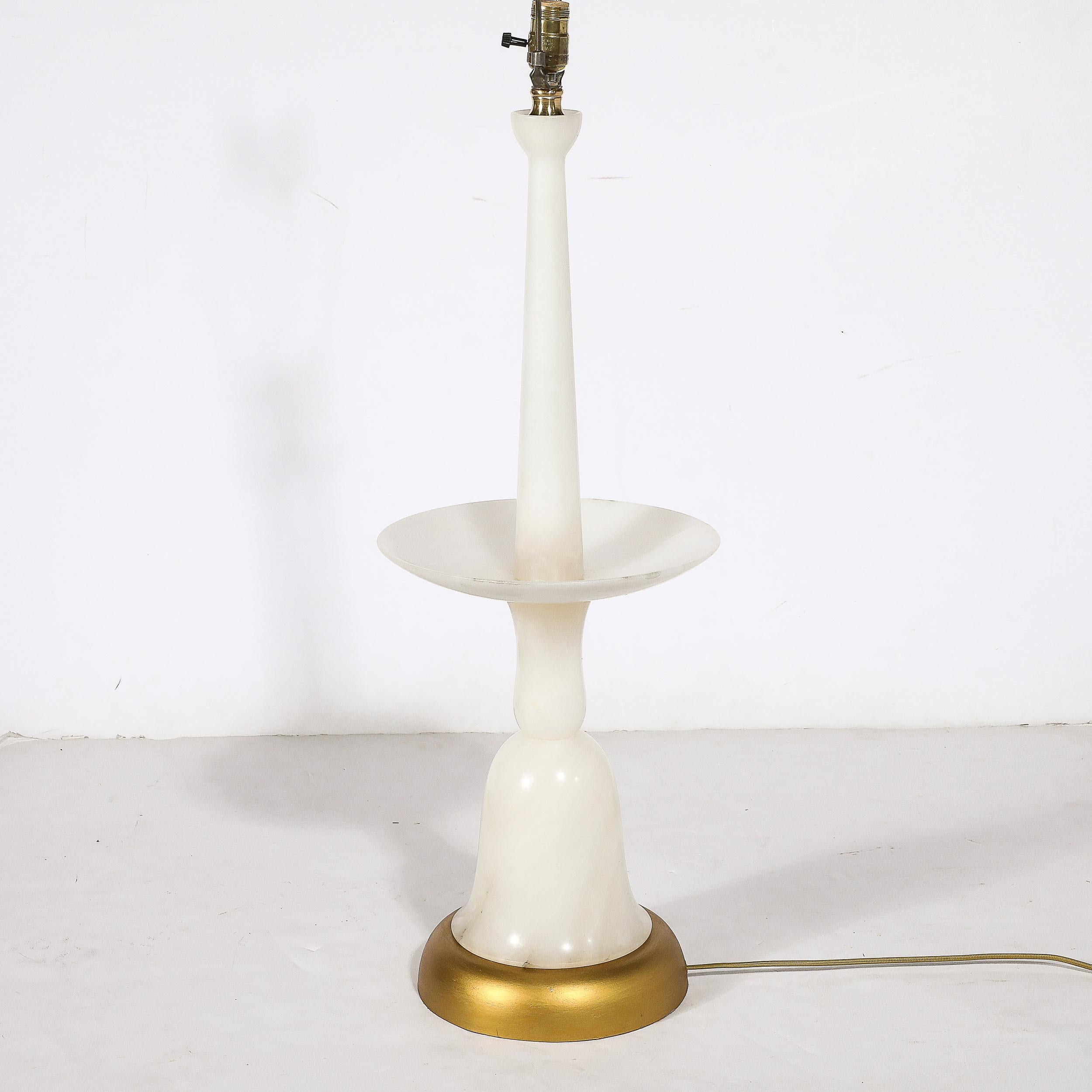 Mid-Century Modernist Sculptural Balustrade Form Table Lamp in Carrera Marble For Sale 1