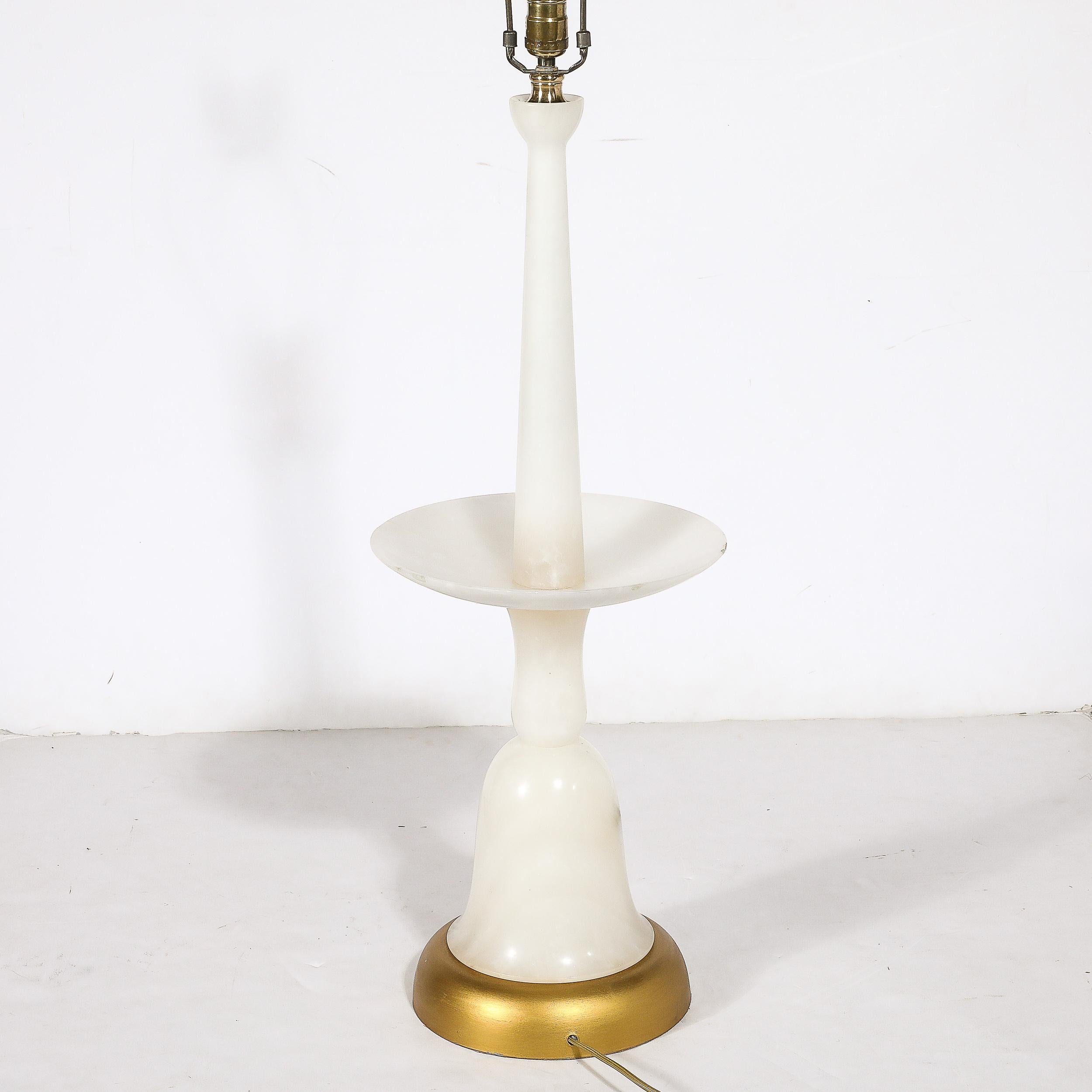 Mid-Century Modernist Sculptural Balustrade Form Table Lamp in Carrera Marble For Sale 2